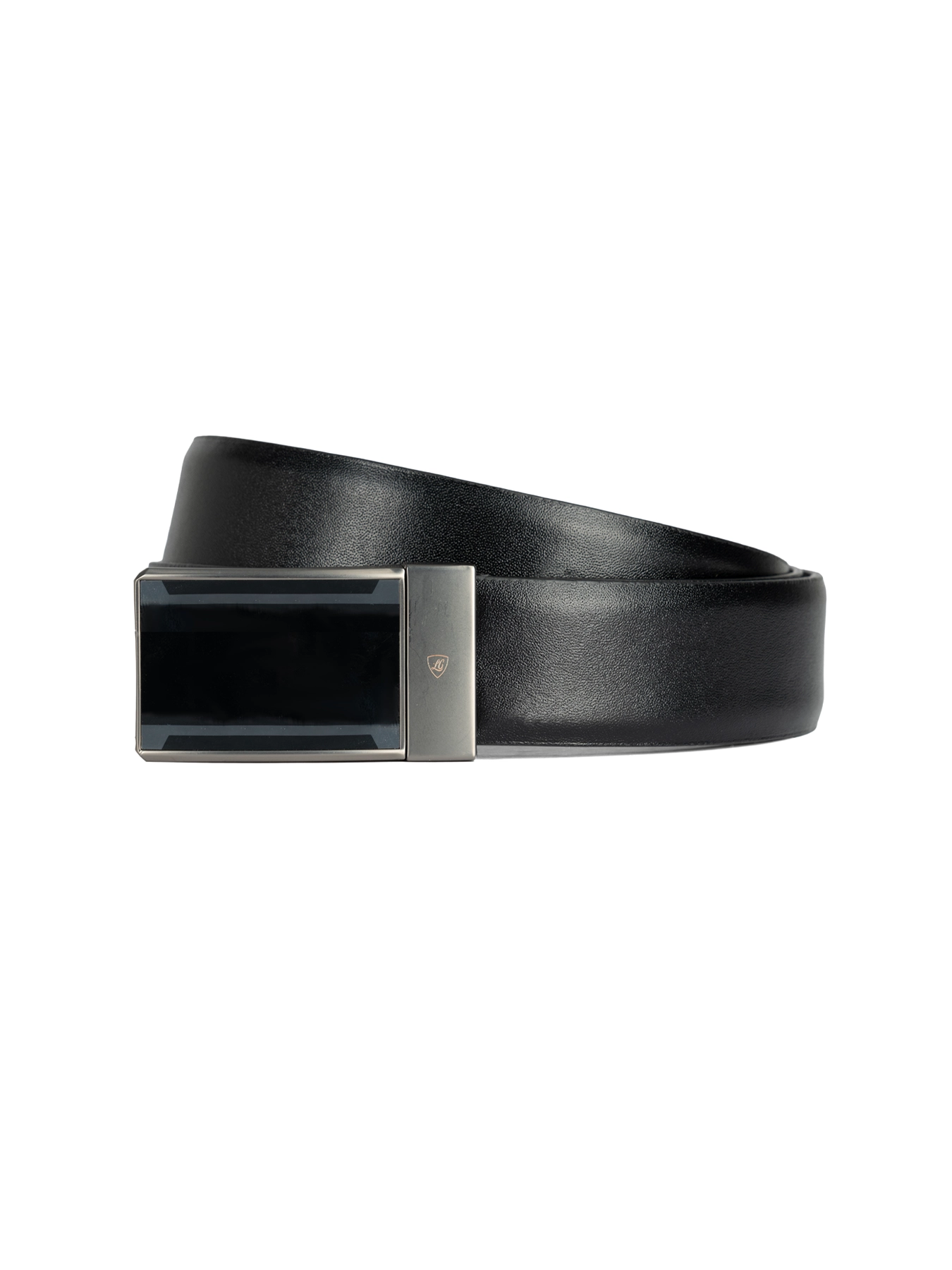 کمربند چرم ساده مشکی پلاکی 6