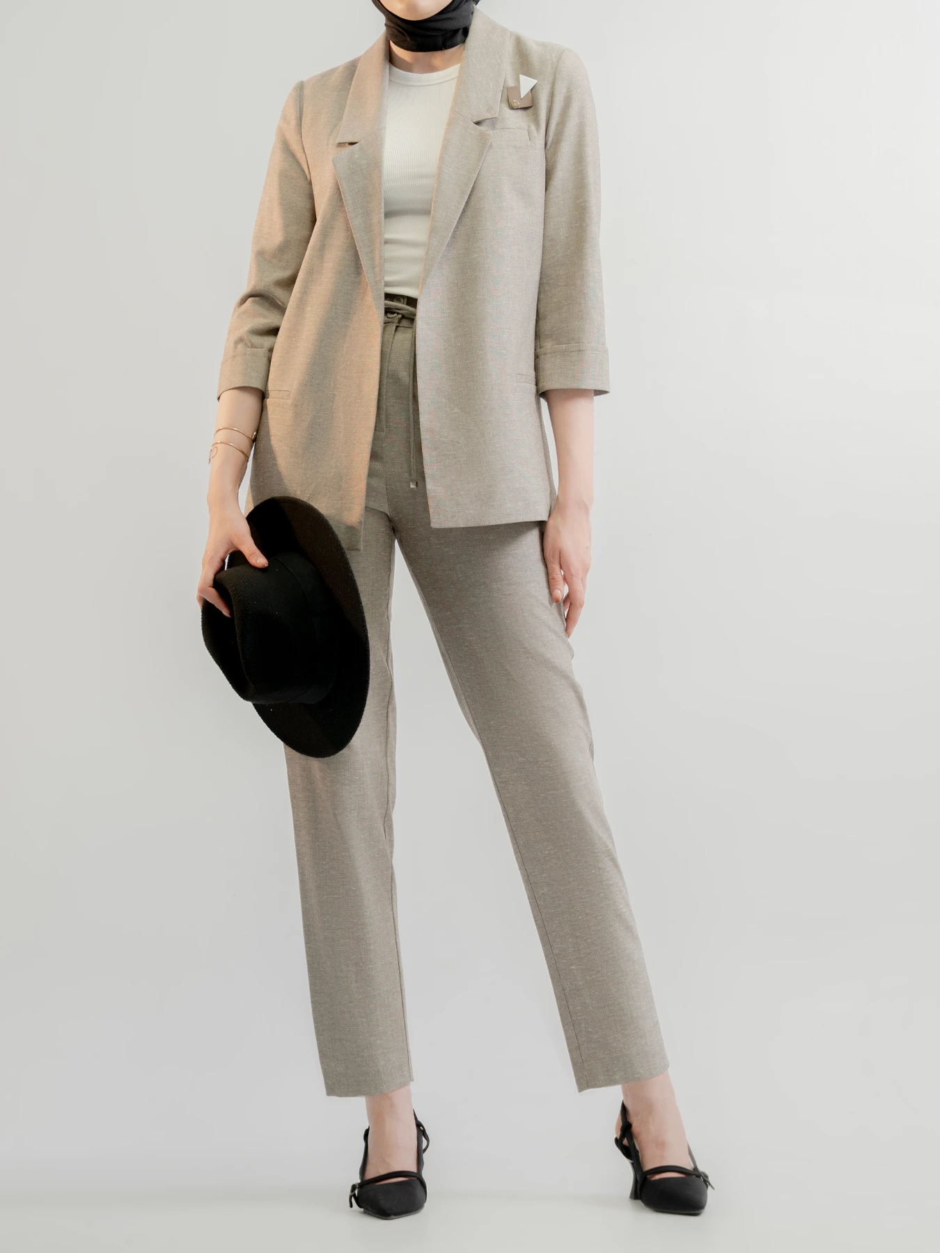 کت شلوار زنانه لینن یقه انگلیسی ظوسی