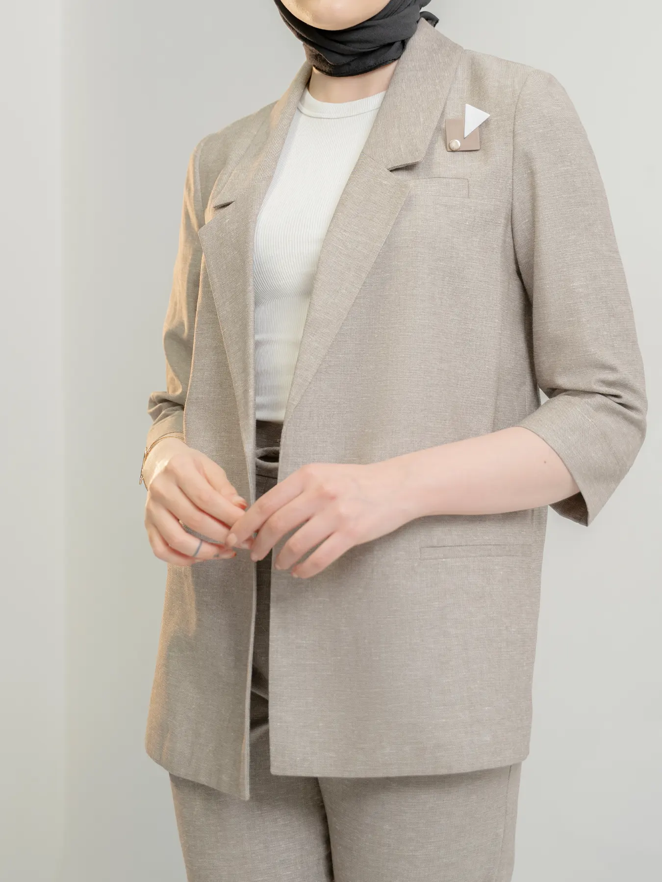 کت شلوار زنانه لینن یقه انگلیسی ظوسی