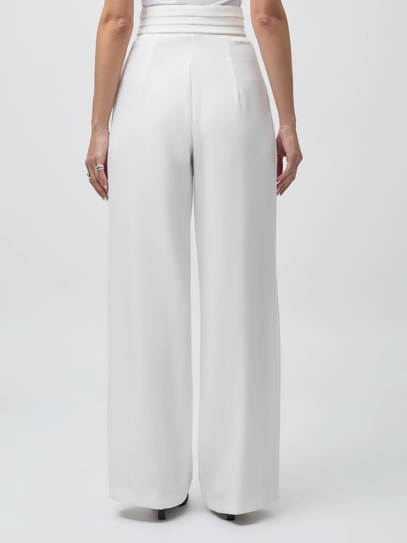 شلوار زنانه سفید بگ کمرسه تکه