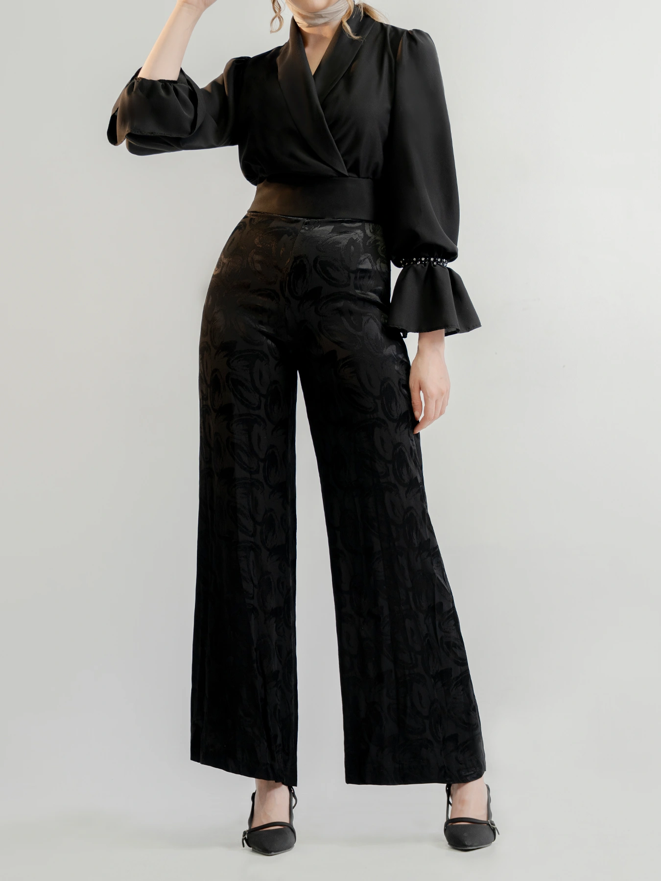 شلوار زنانه پارچه ابریشمی مدل راسته مشکی