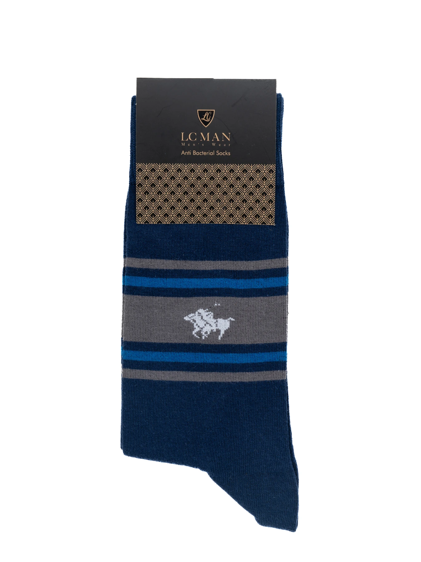 جوراب سرمه ای طرح دار ساق دار