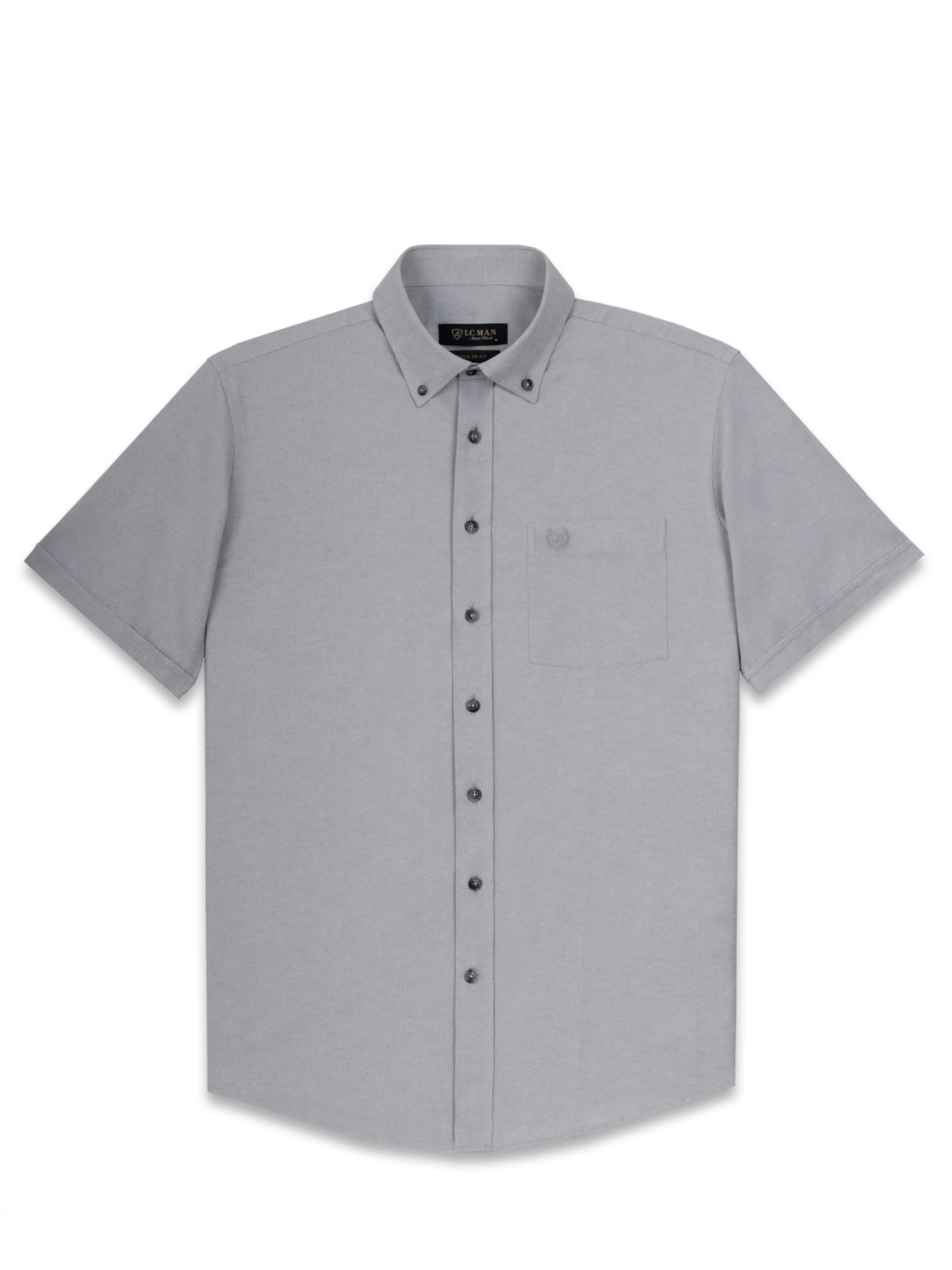 پیراهن آستین کوتاه طوسی یقه دکمه دار ال سی من27