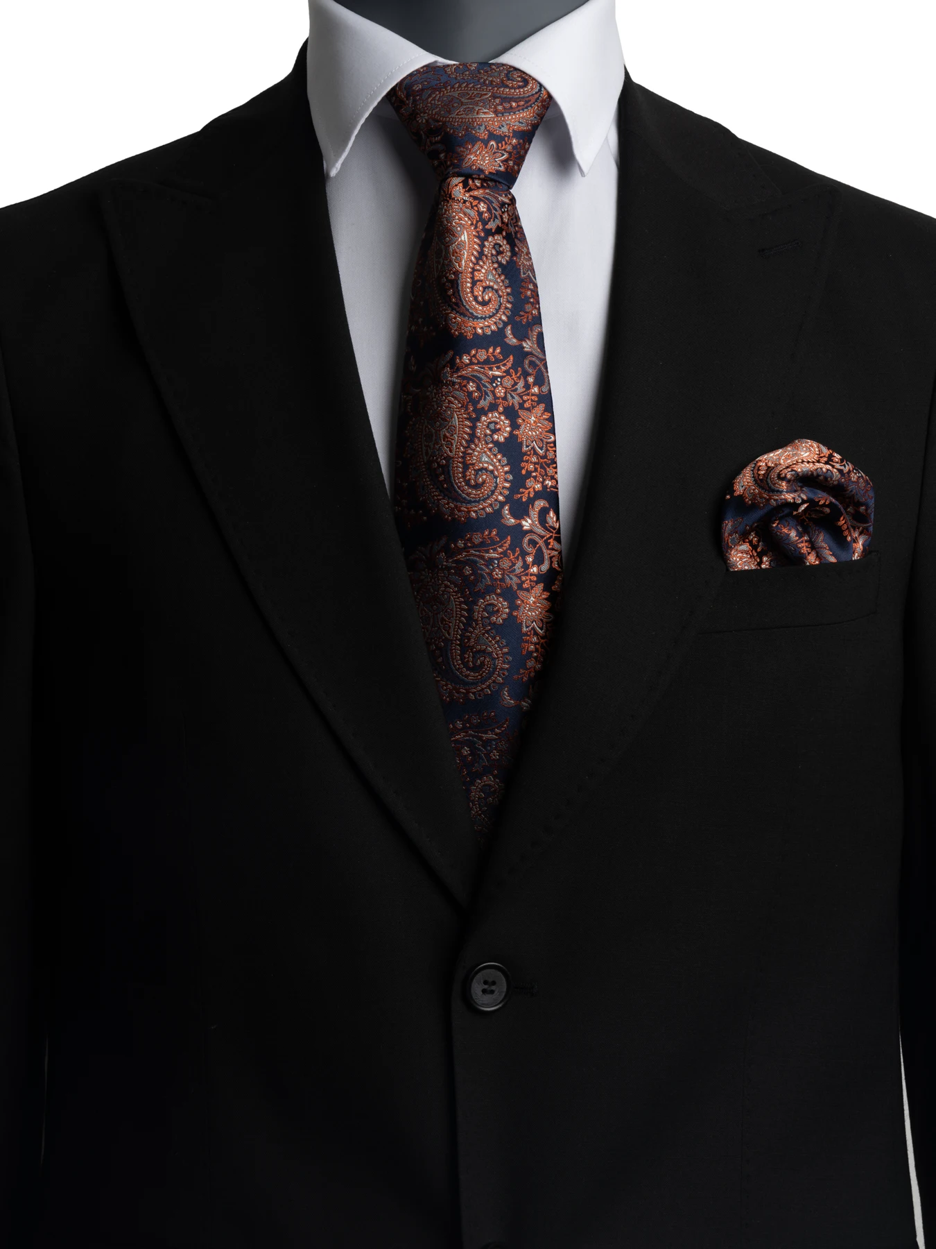 کراوات طرح بوته جقه ای سرمه ای نارنجی