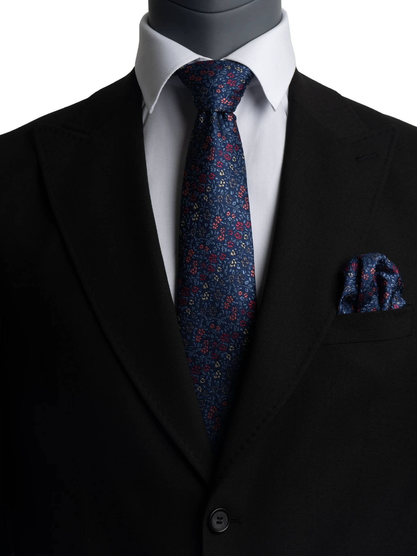 کراوات طرح گل برگ ریز سرمه ای نارنجی