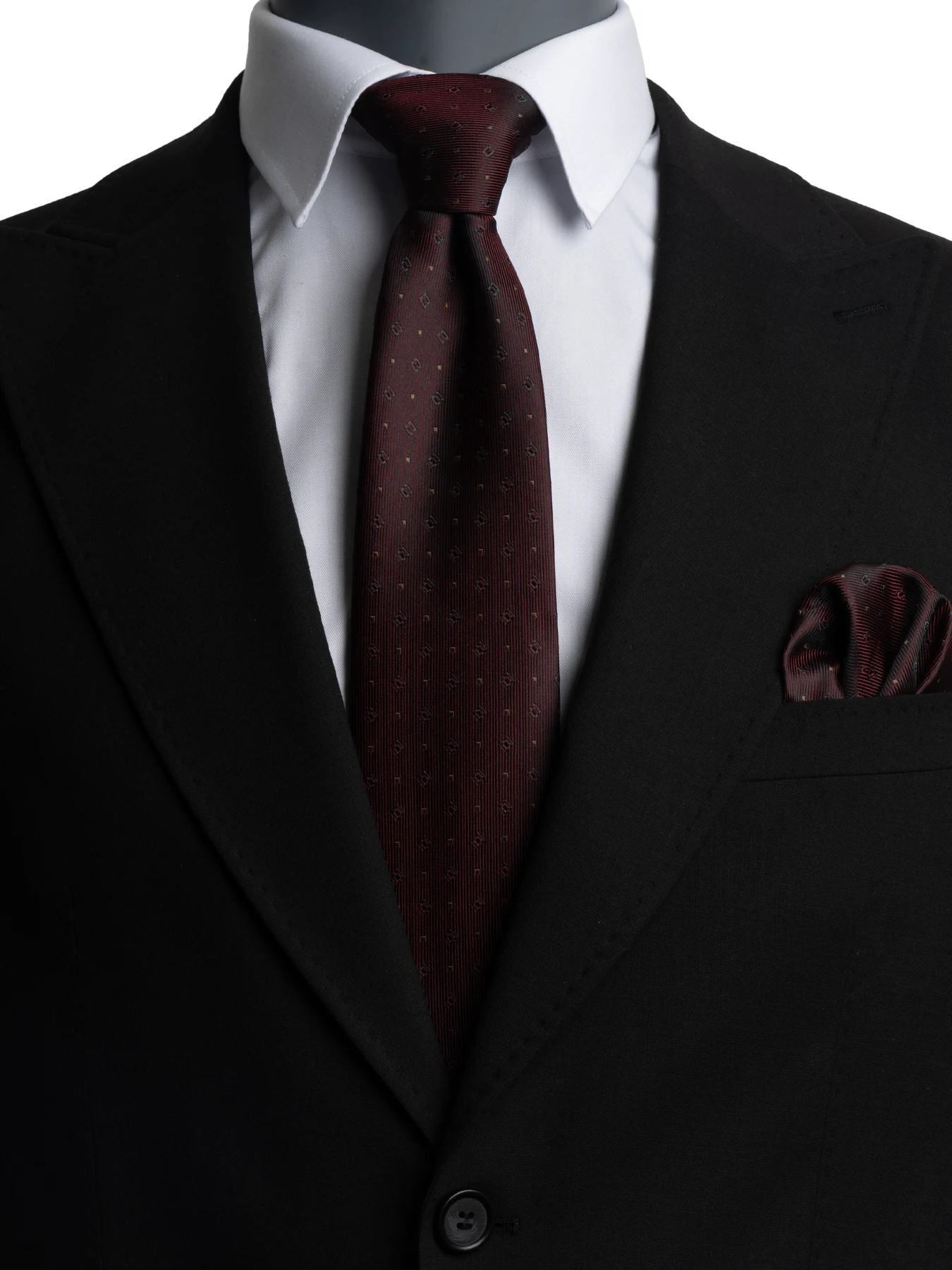 کراوات طرح مربع ریز زرشکی تیره