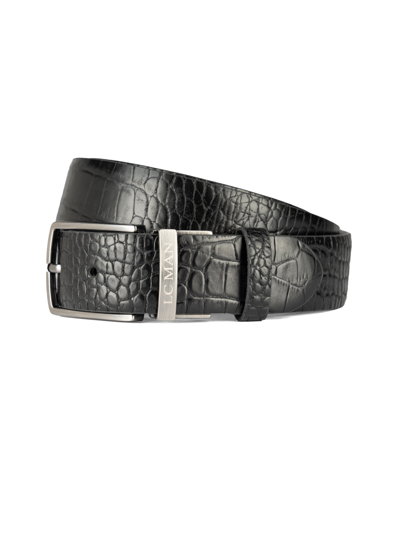 کمربند چرم زبانه دار مشکی دو رو سگک چرخشی 10