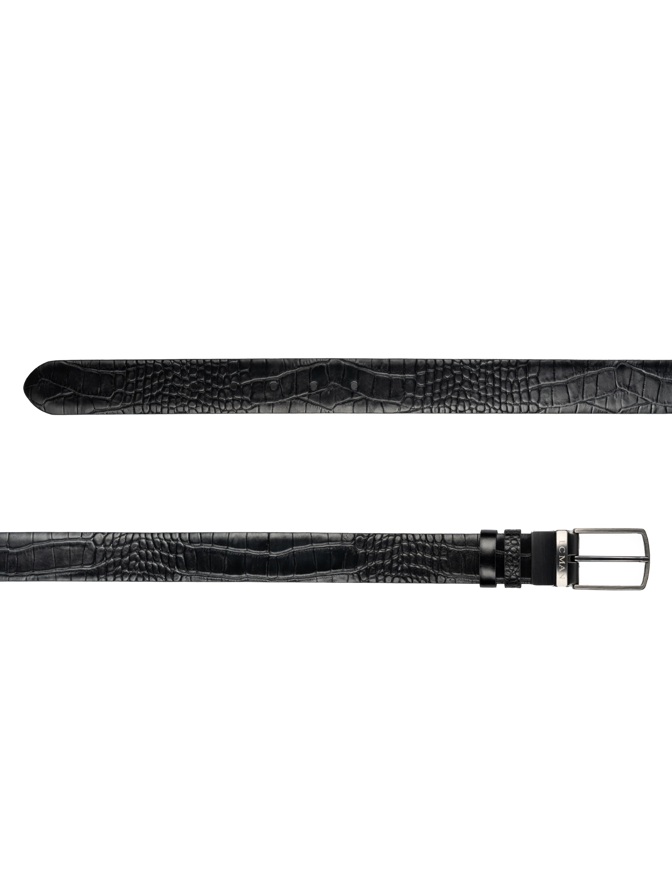 کمربند چرم زبانه دار مشکی دو رو سگک چرخشی 10