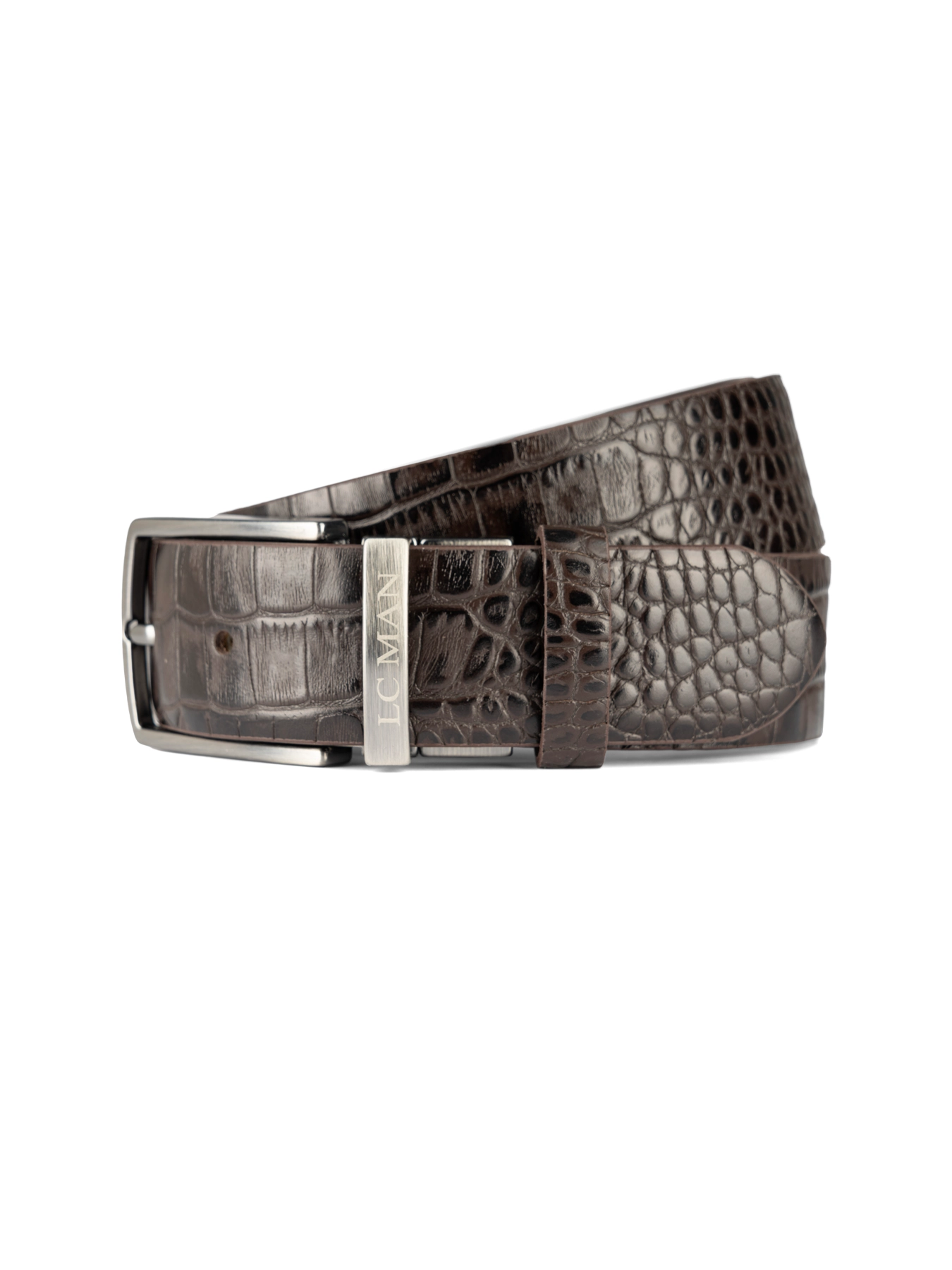 کمربند چرم زبانه دار قهوه ای دو رو سگک چرخشی 10