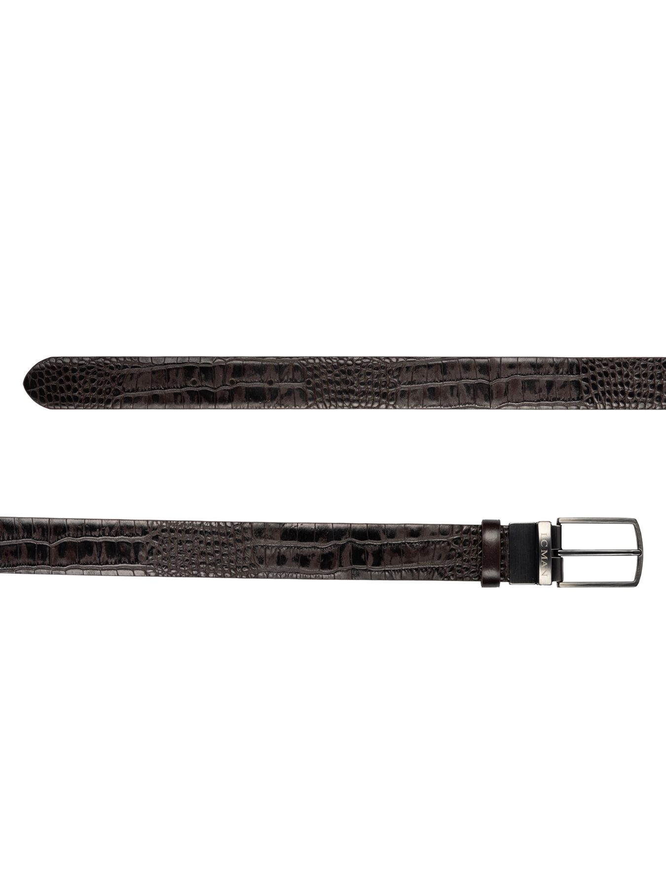 کمربند چرم زبانه دار قهوه ای دو رو سگک چرخشی 10