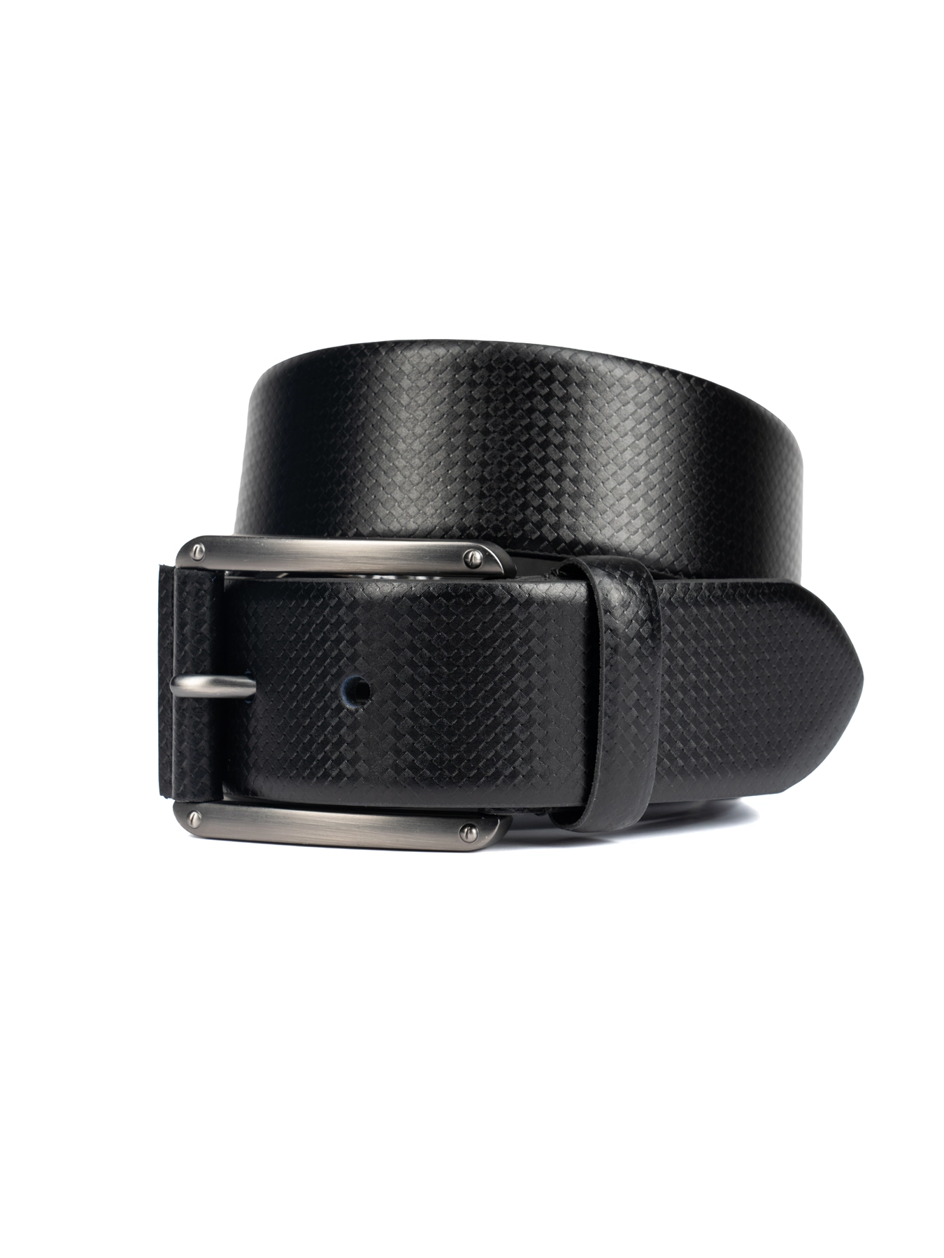 کمربند چرم مشکی زبانه دار طرح دار 30