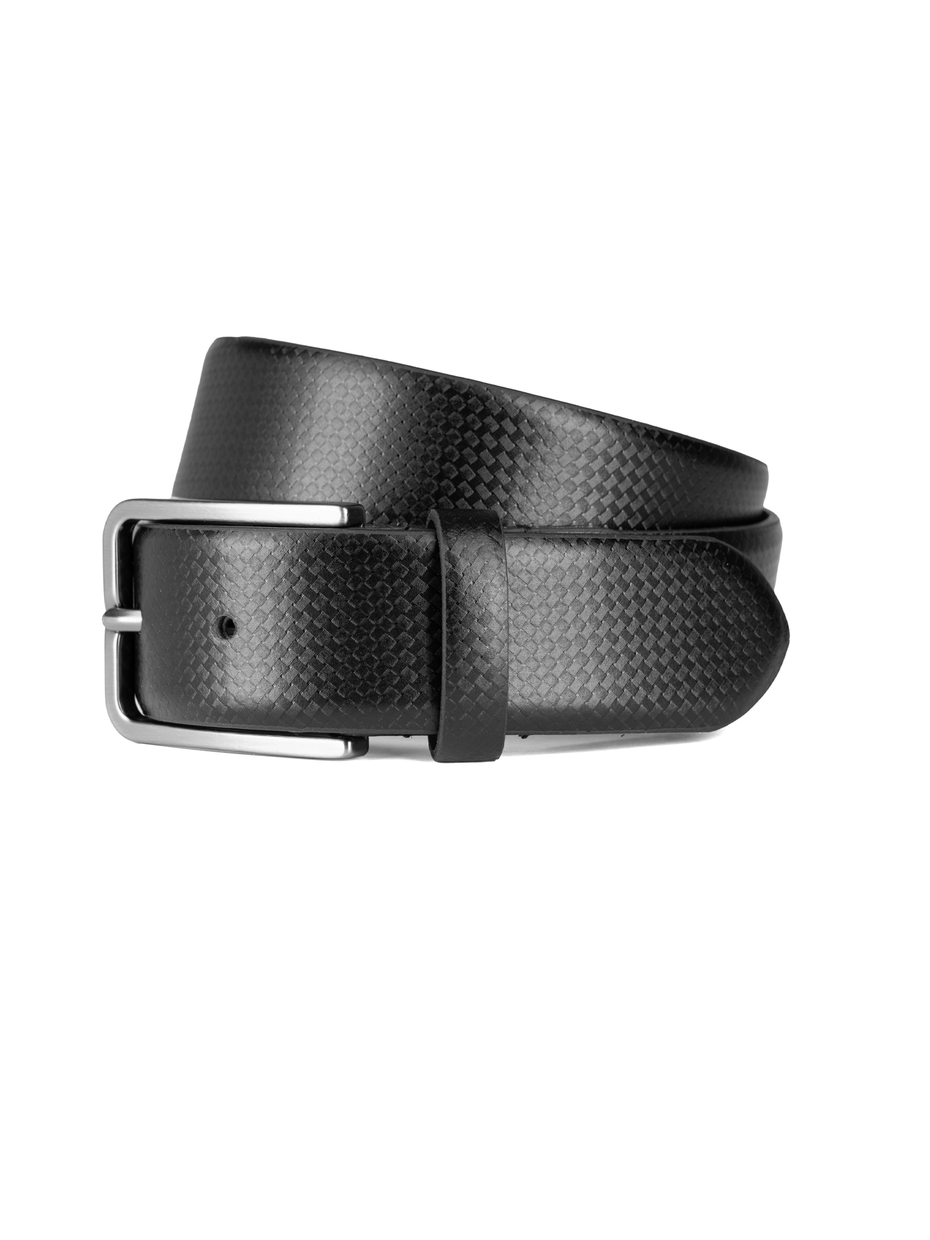 کمربند چرم مشکی زبانه دار طرح دار 81