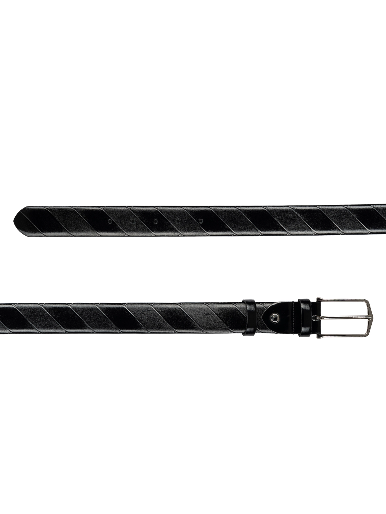 کمربند چرم مشکی زبانه دار طرح دار 20