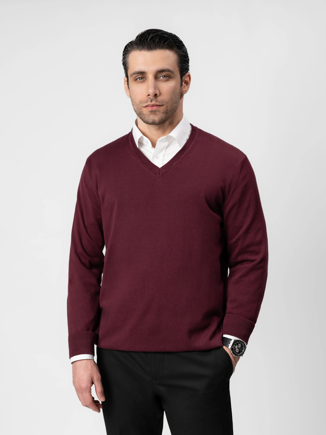 پلیور زرشکی یقه هفت 74