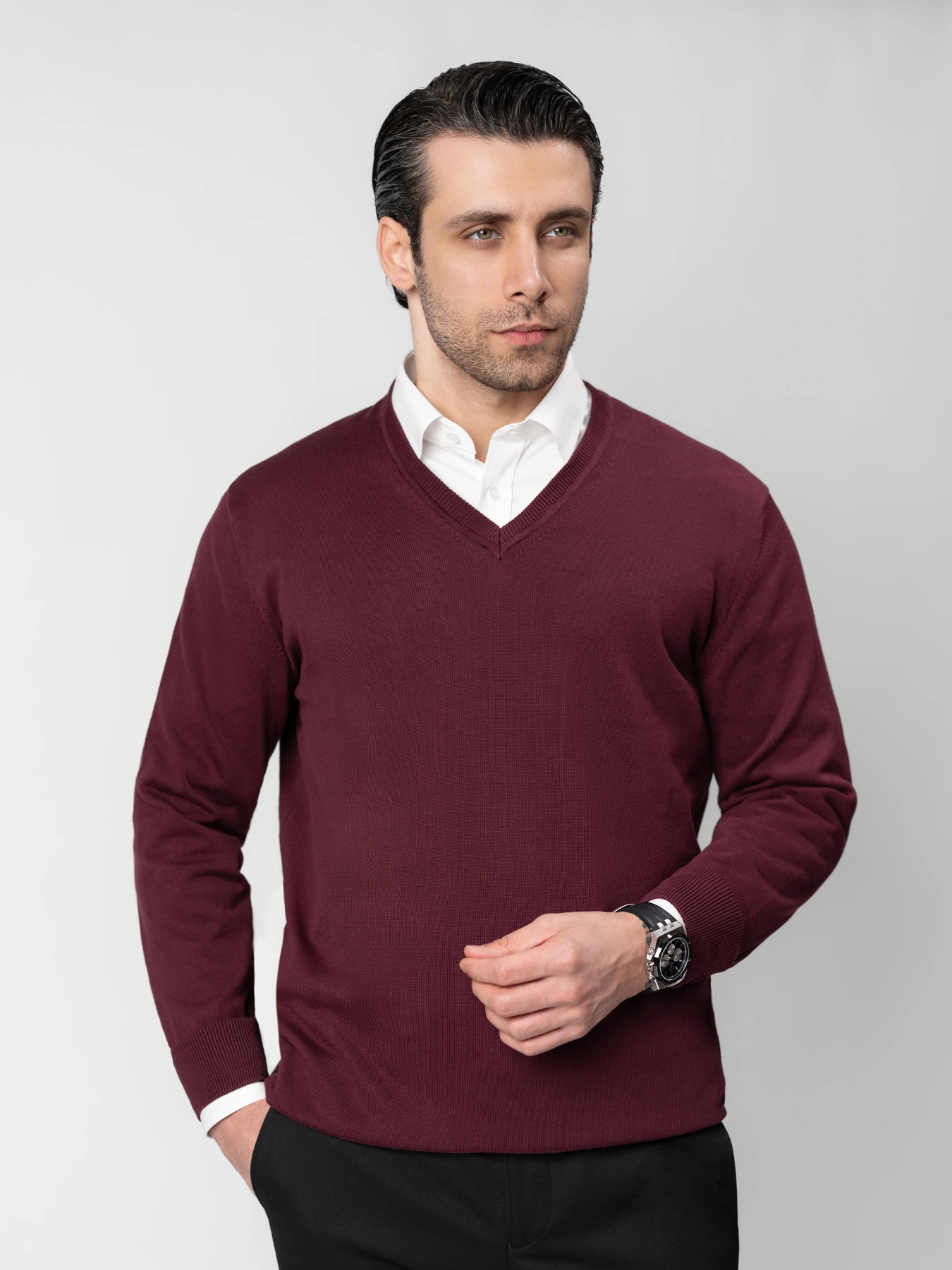 پلیور زرشکی یقه هفت 74