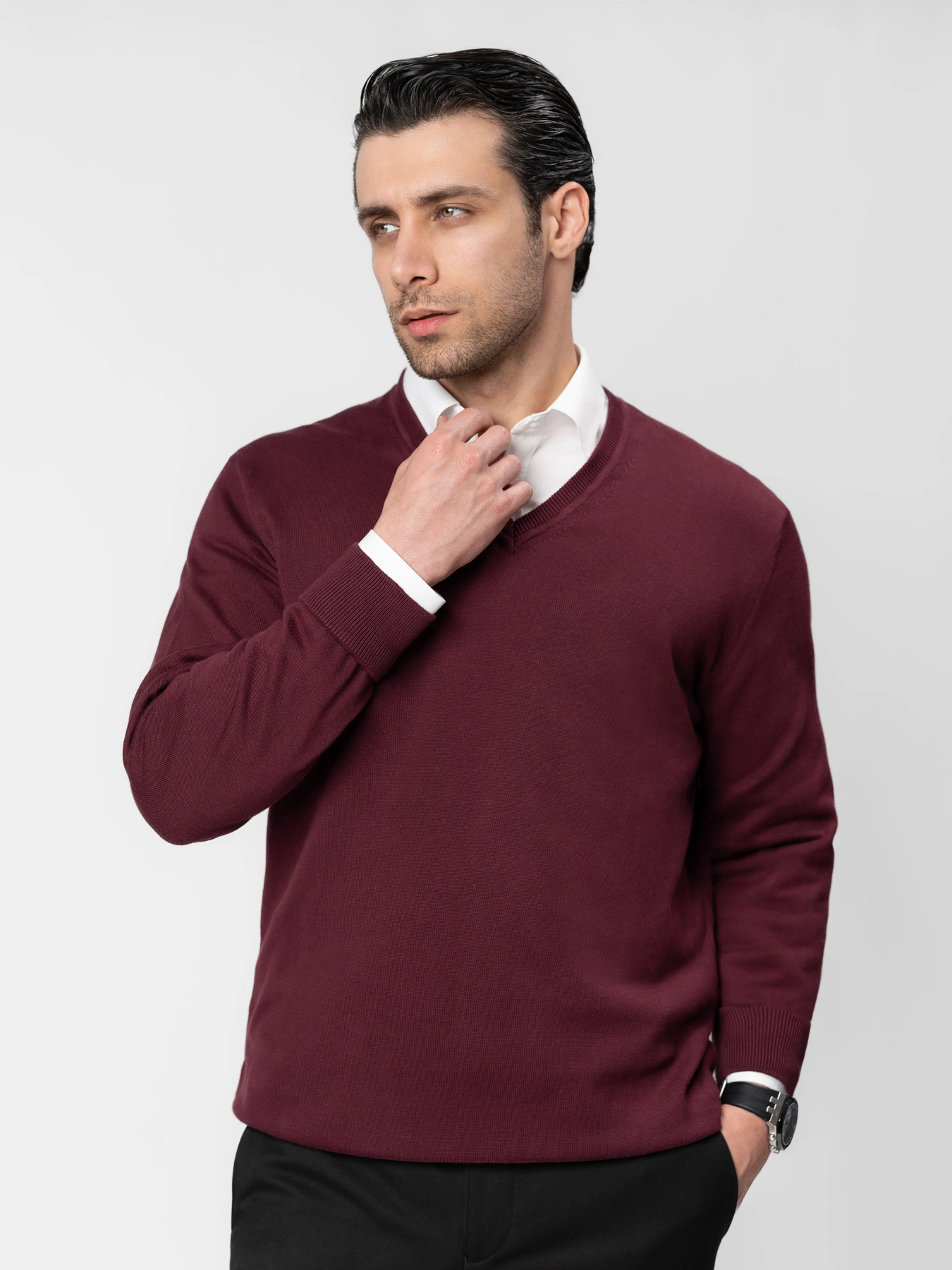 پلیور زرشکی یقه هفت 74