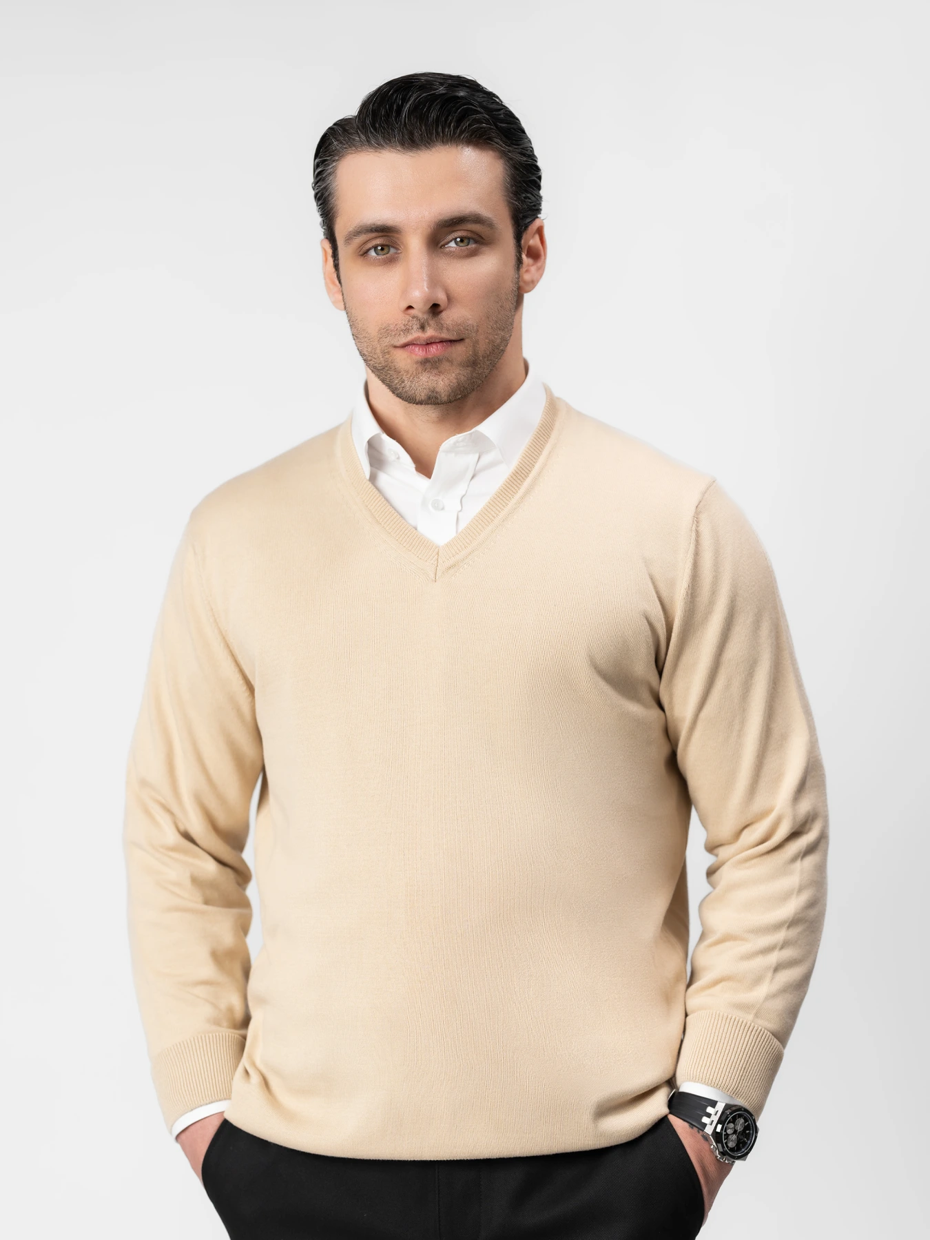 پلیور یقه هفت کرم 78