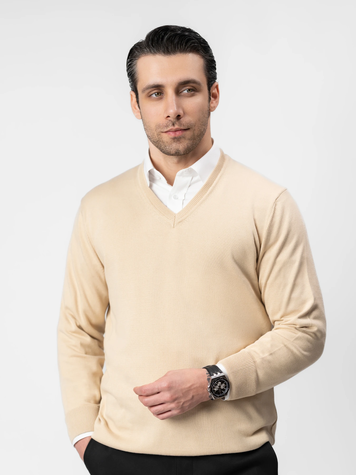 پلیور یقه هفت کرم 78