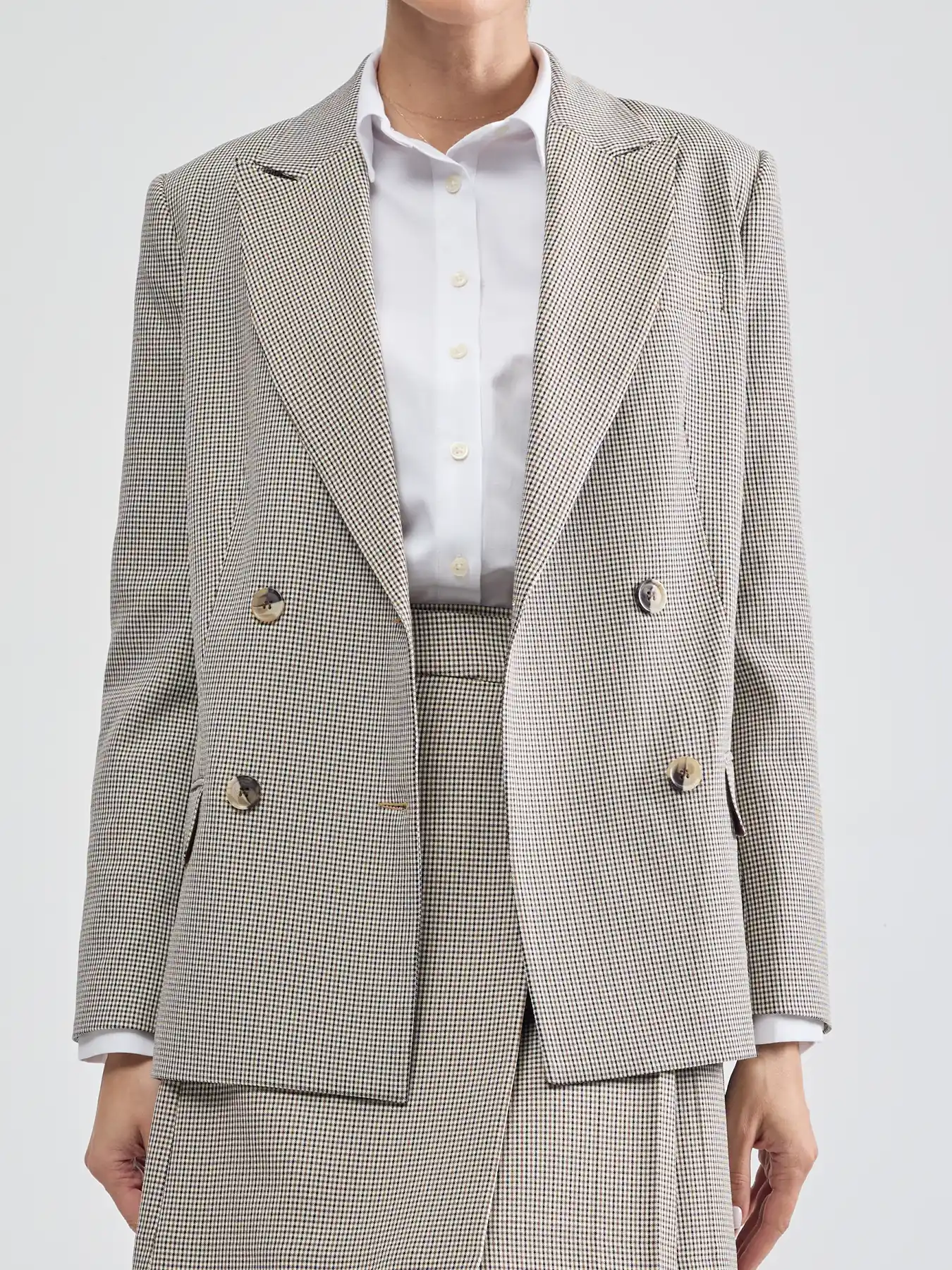 کت چهارخونه یقه بلیزر چهاردکمه 