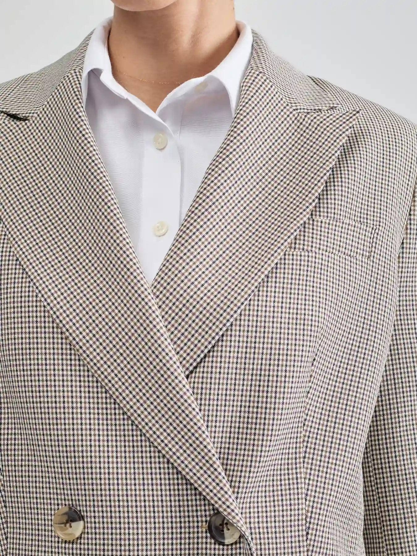 کت چهارخونه یقه بلیزر چهاردکمه 