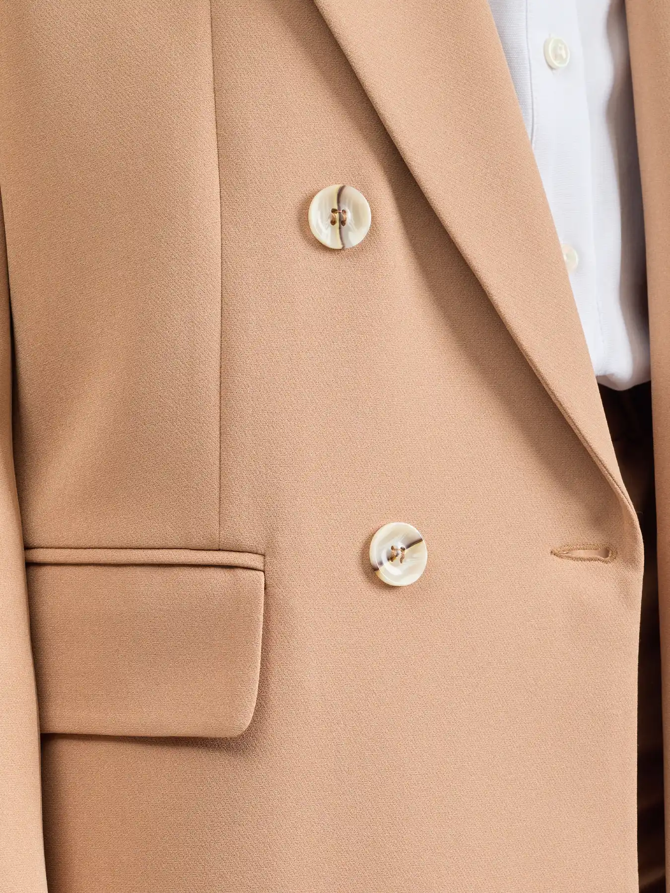 کت تک نسکافه ای زنانه یقه بلیزر دو جیب 