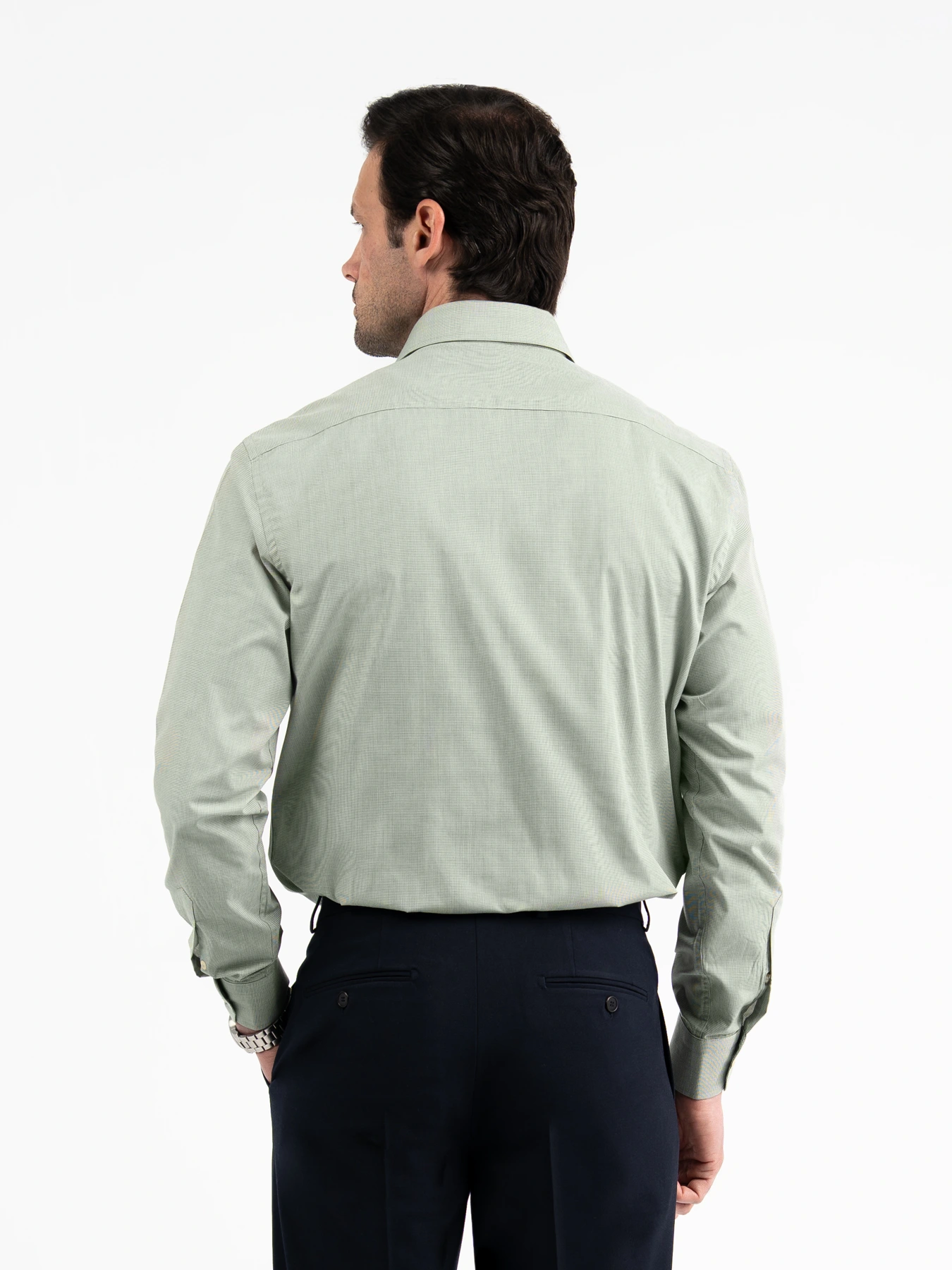 پیراهن آستین بلند سبز چهارخونه ریز 72