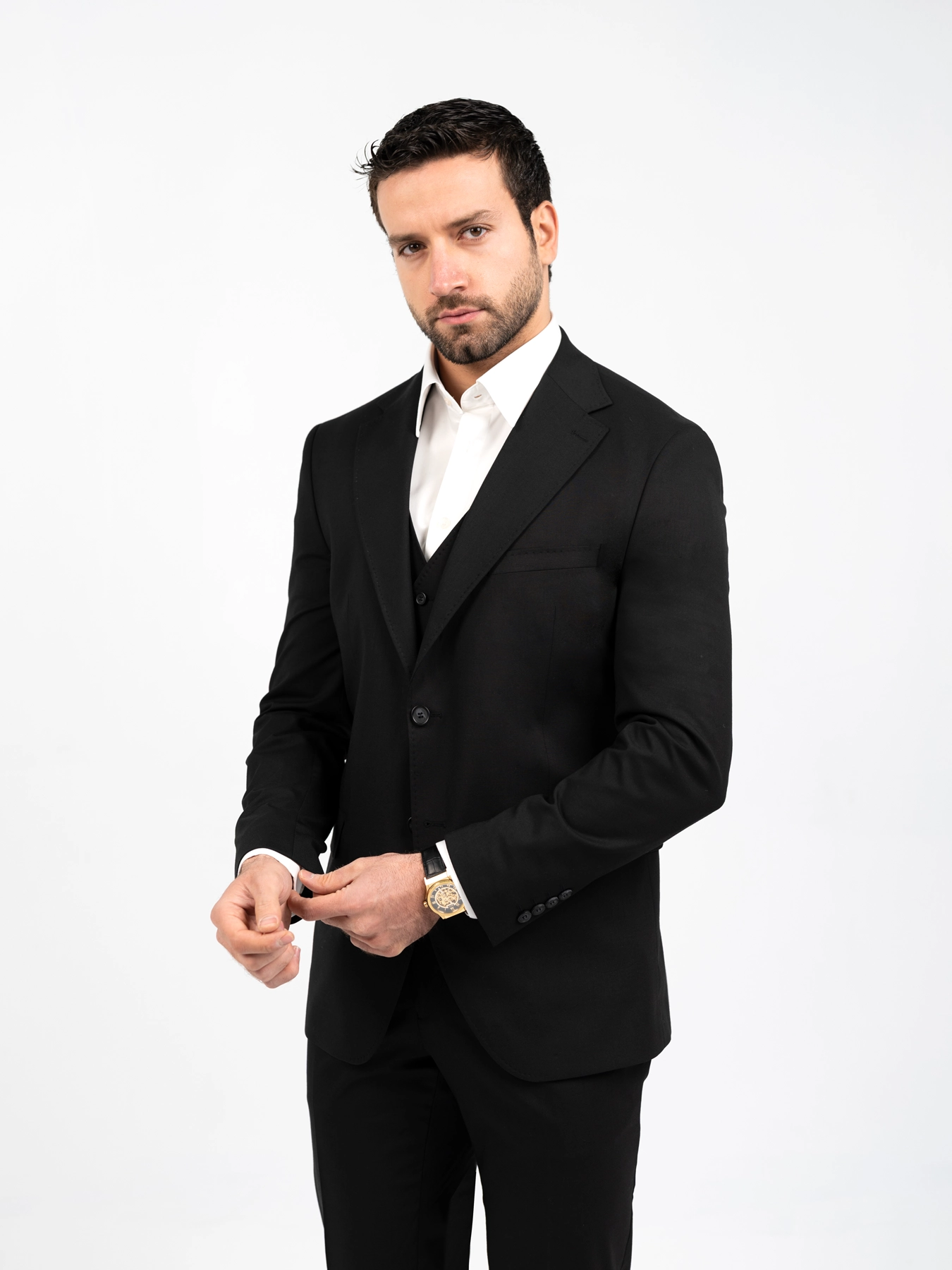 کت و شلوار و ژیله مشکی ال سی من 11