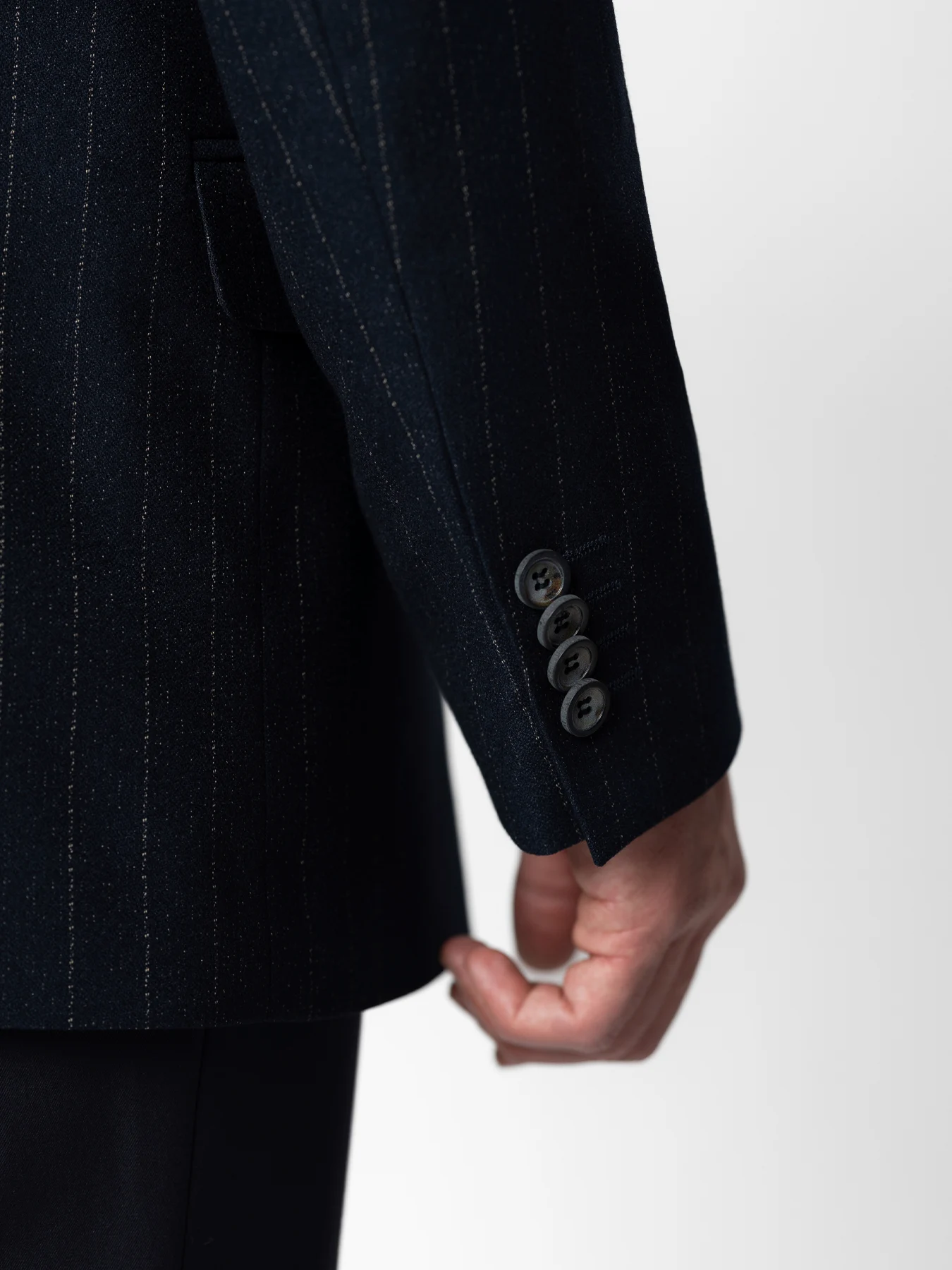 کت تک دبل برست راه راه سرمه ای 60