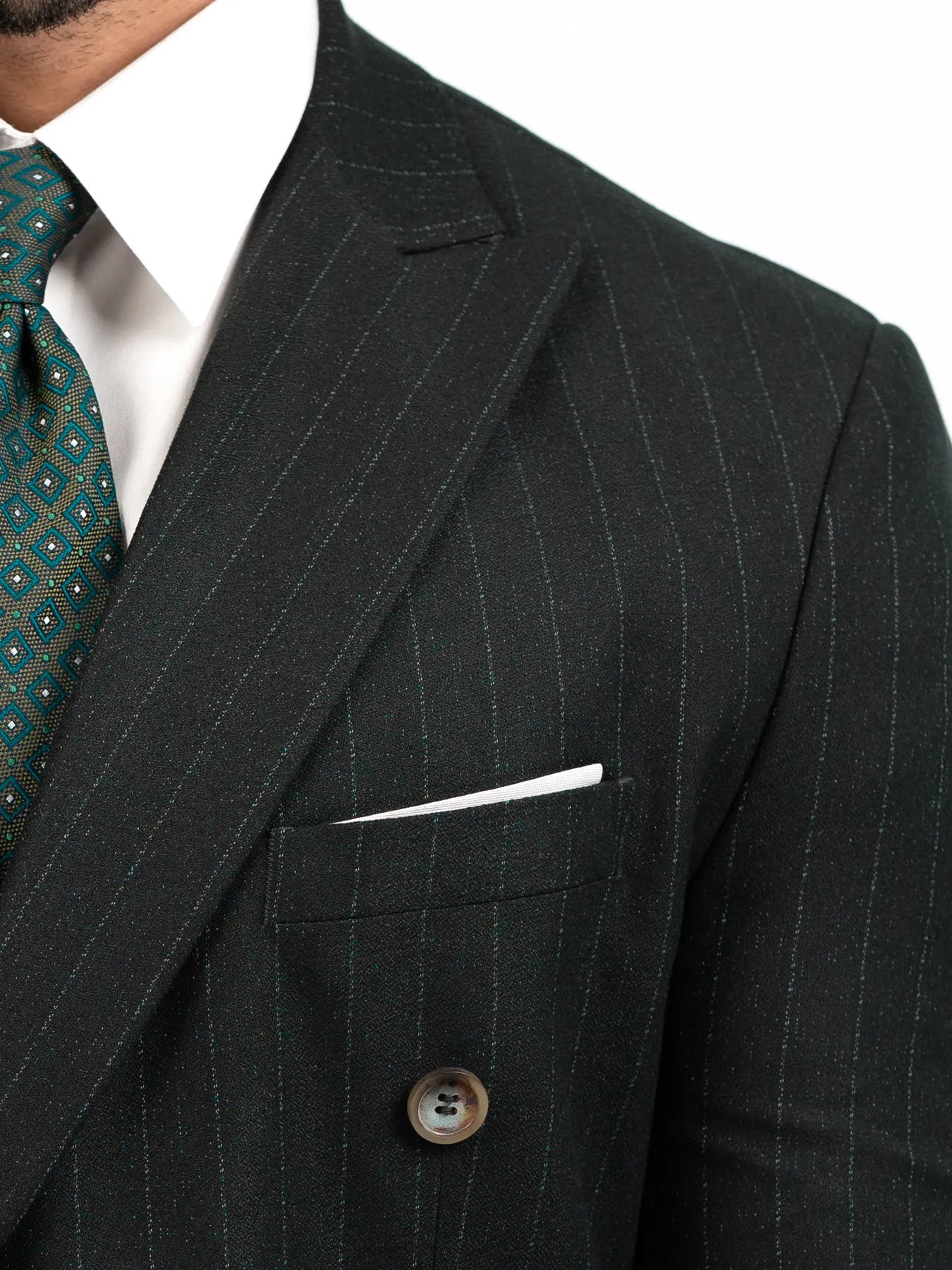 کت تک راه راه سبز تیره ال سی من 82