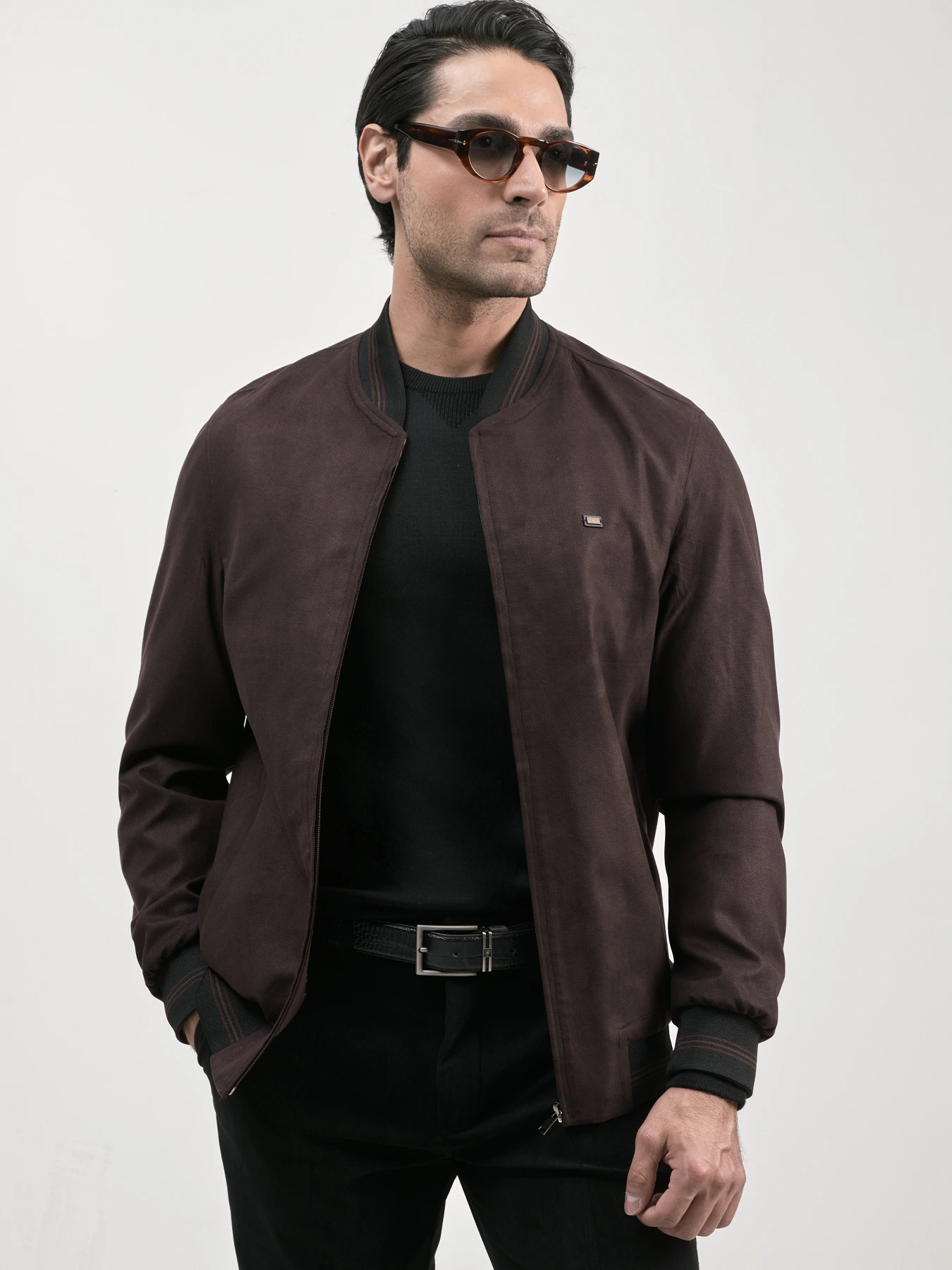 کاپشن طرح دار قهوه ای تیره 16