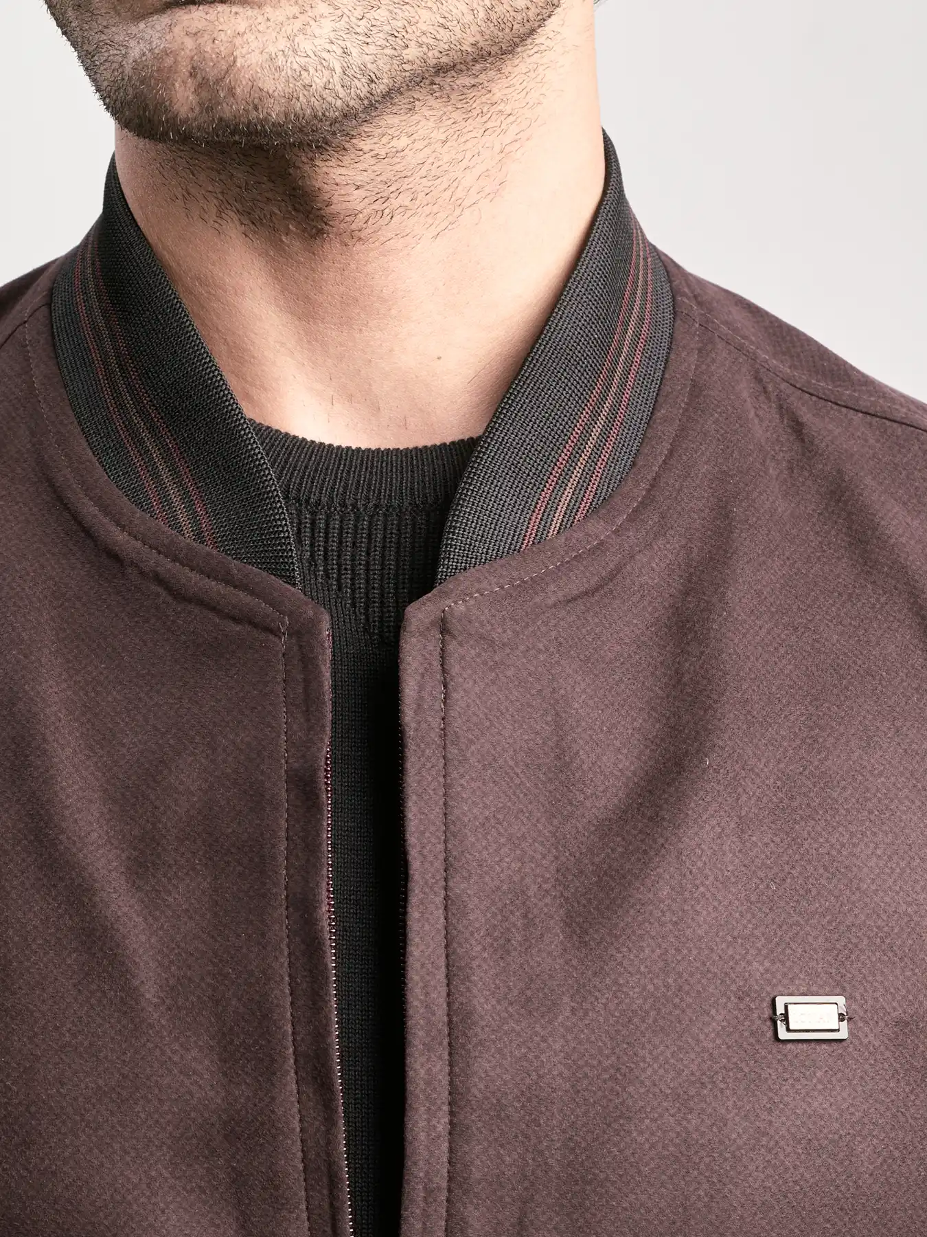 کاپشن طرح دار قهوه ای تیره 16