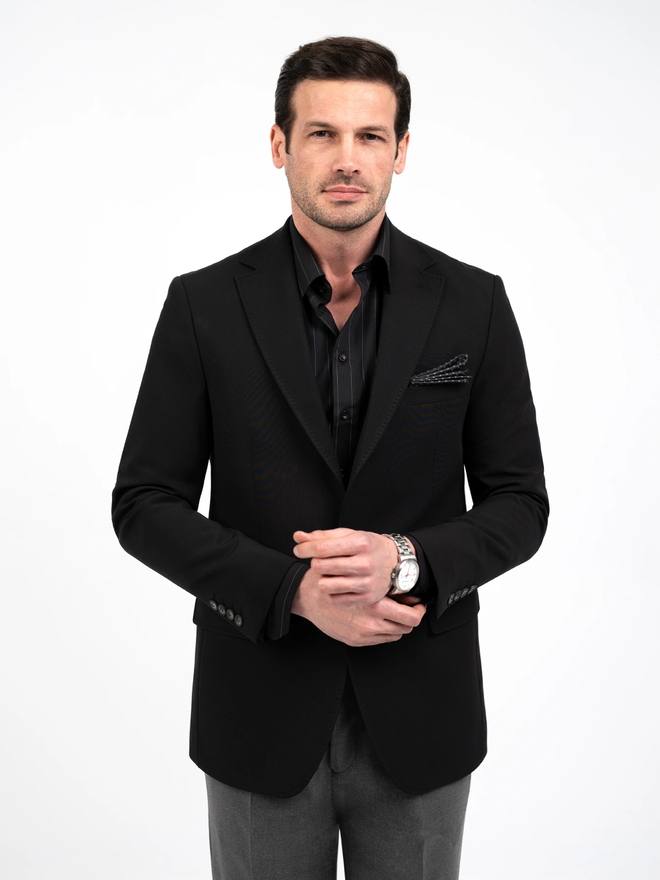 کت تک یقه انگلیسی مشکی ال سی من 35