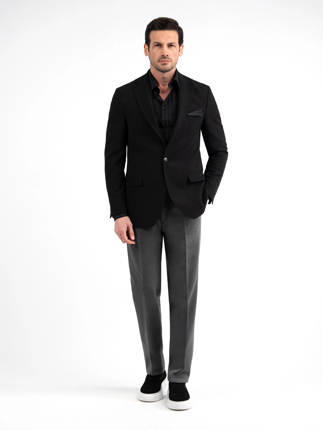 کت تک یقه انگلیسی مشکی ال سی من 35