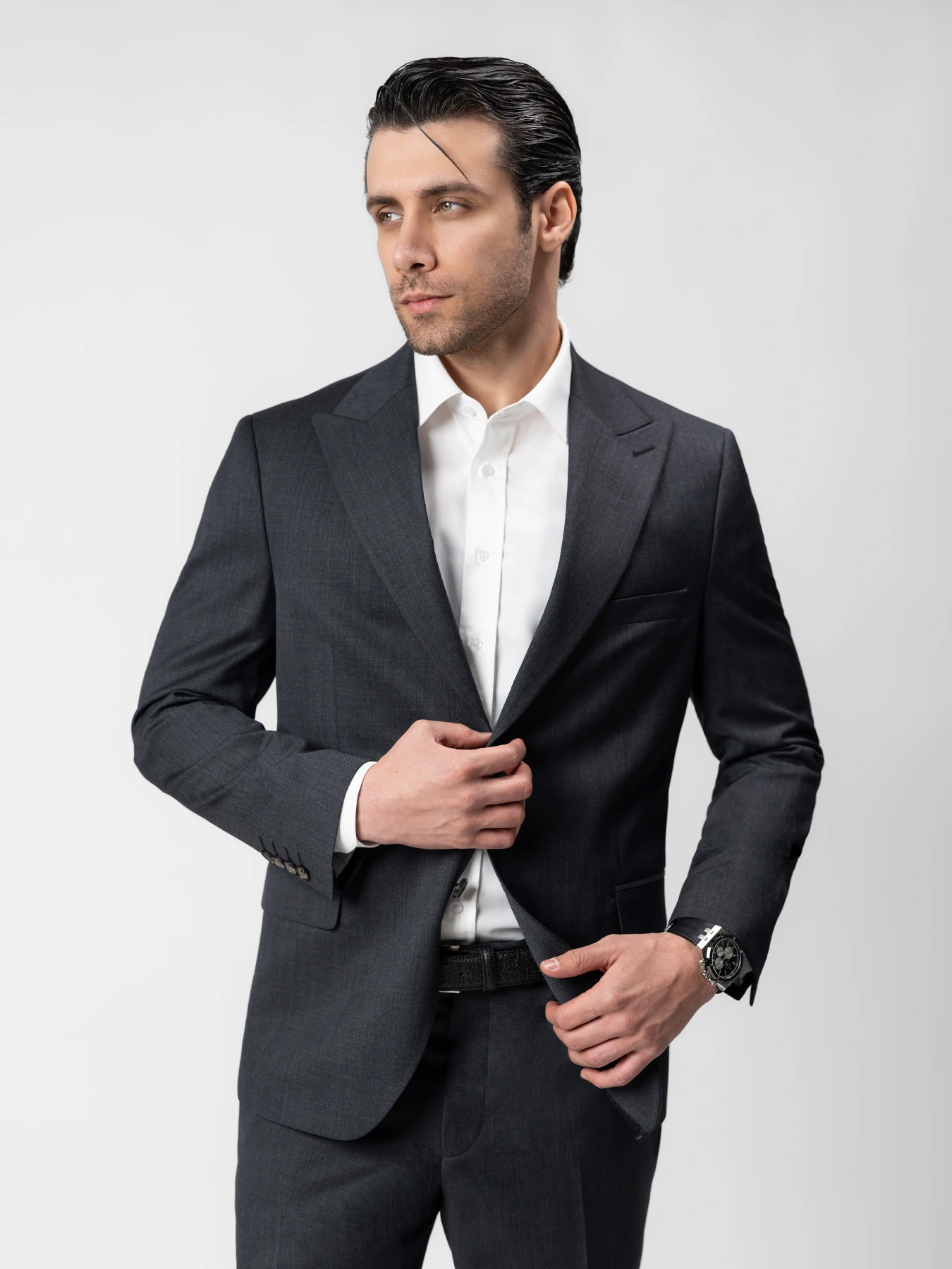 کت و شلوار یقه بلیزر زغالی 55