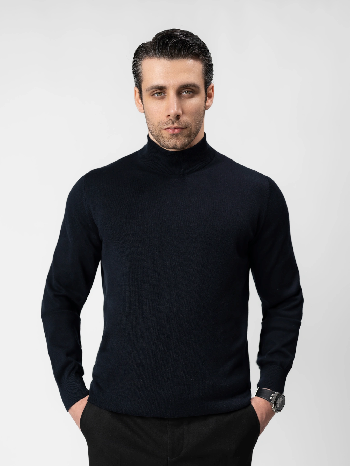 پلیور یقه پنج سانت سرمه ای تیره 10