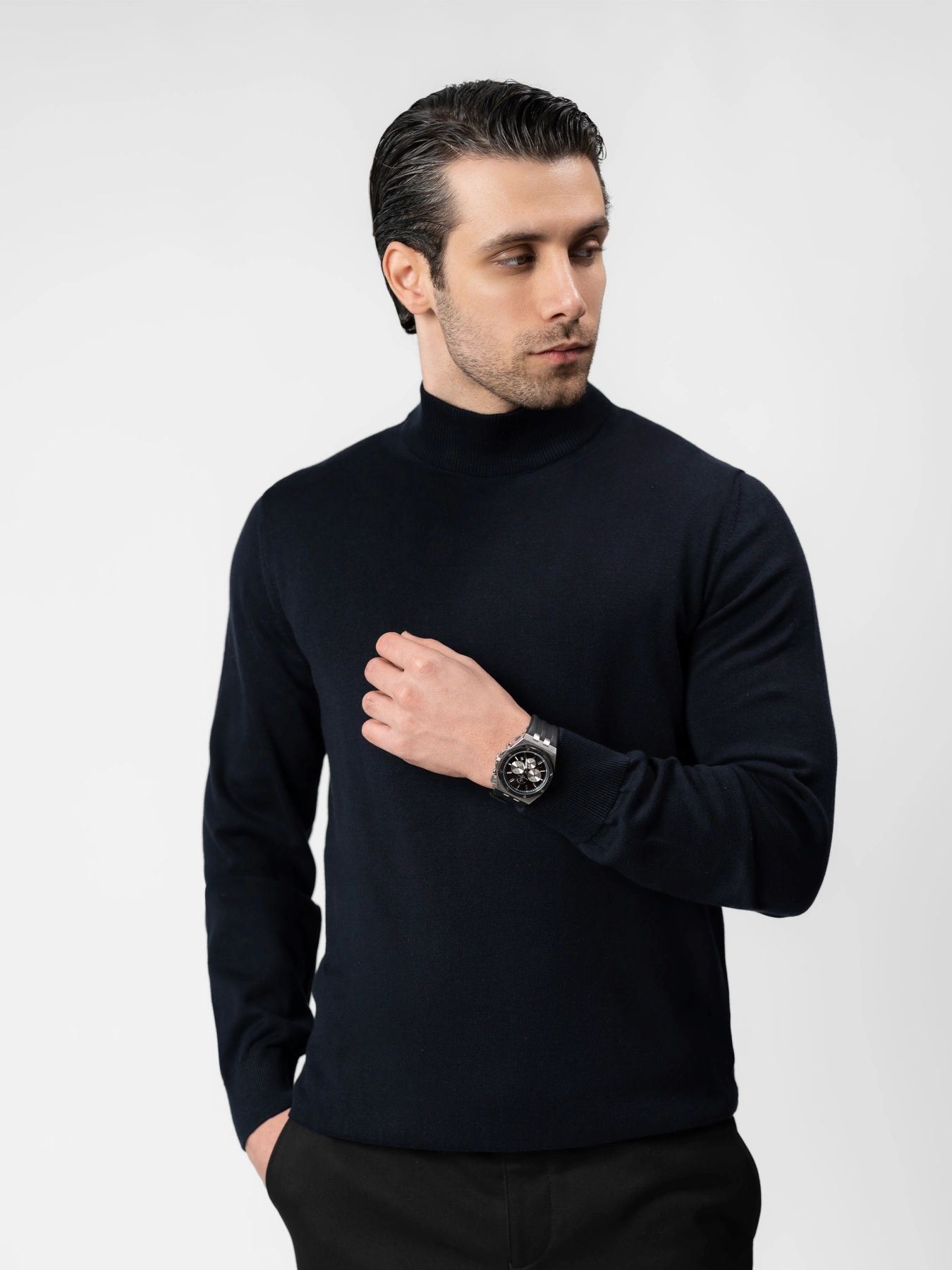 پلیور یقه پنج سانت سرمه ای تیره 10