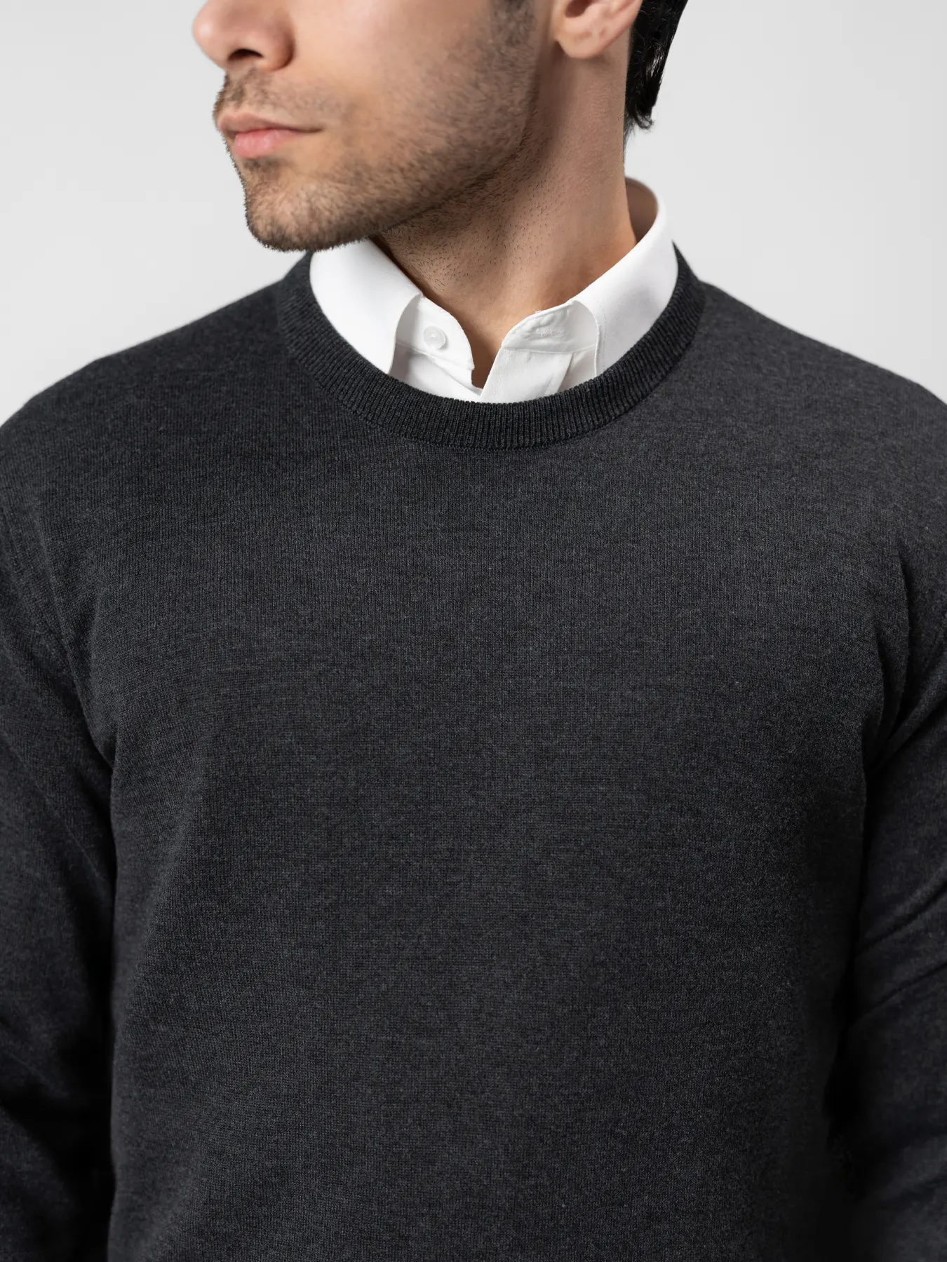 پلیور یقه گرد زغالی 75