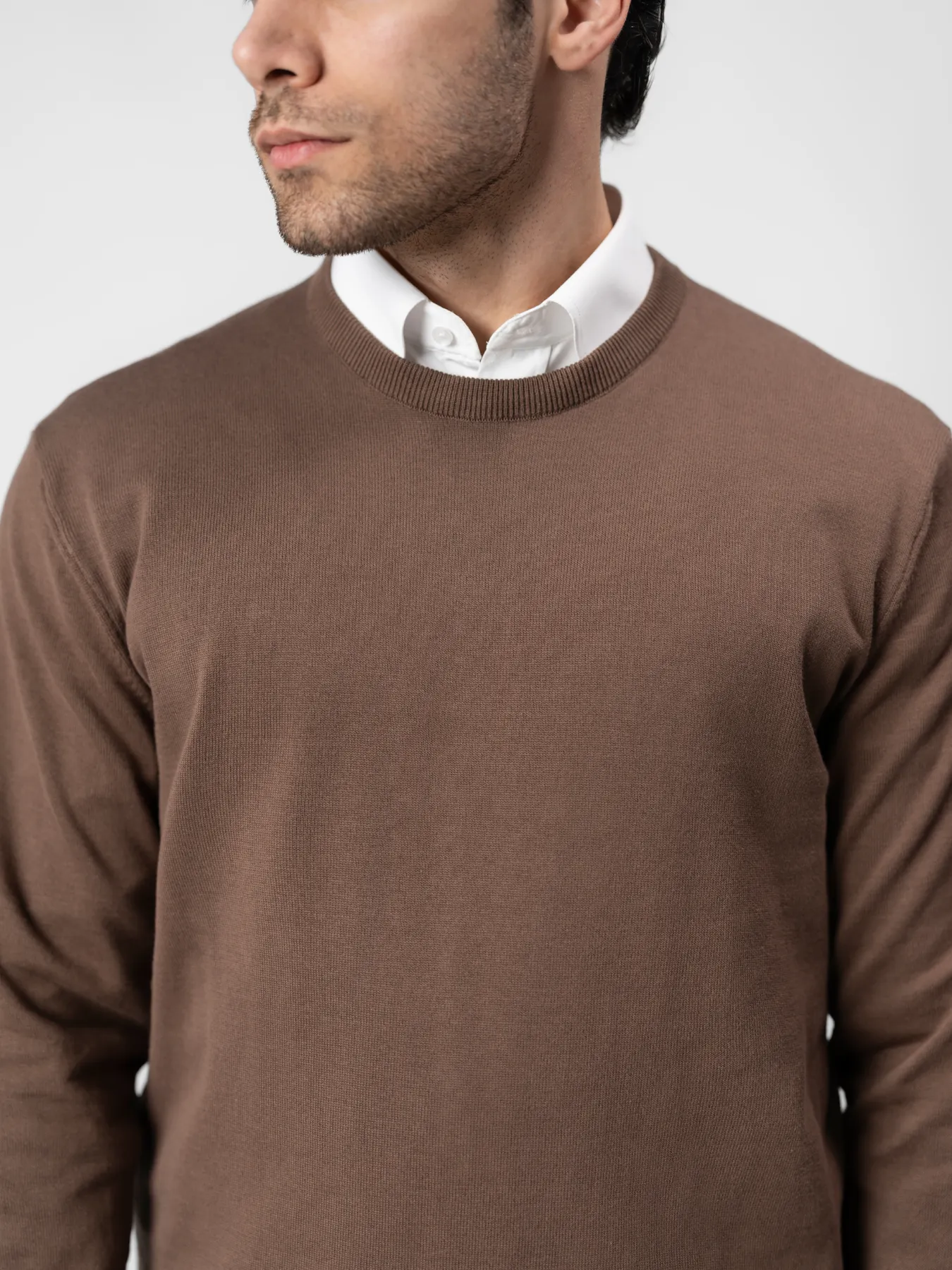 پلیور یقه گرد قهوه ای روشن 99