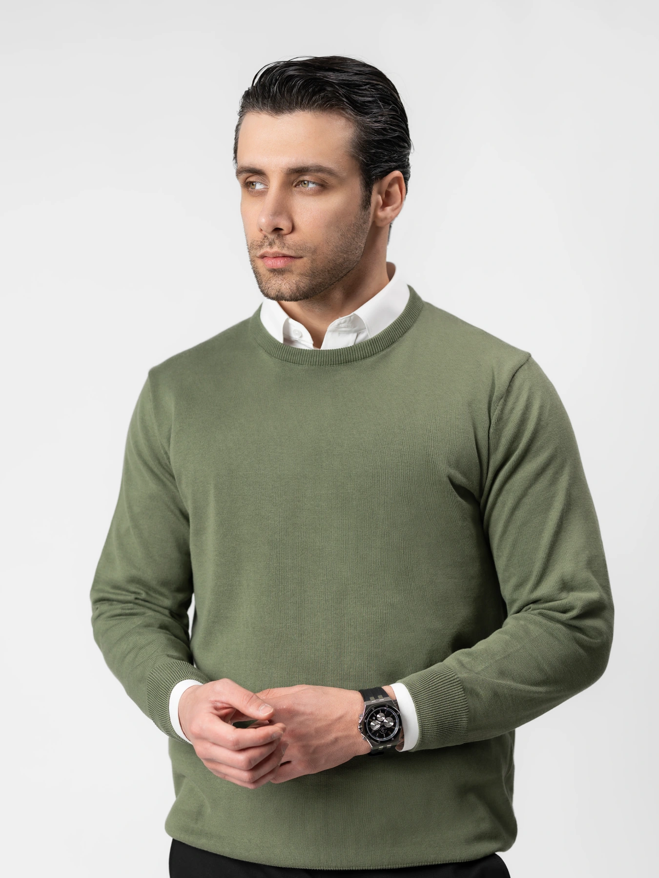 پلیور زیتونی یقه گرد 7