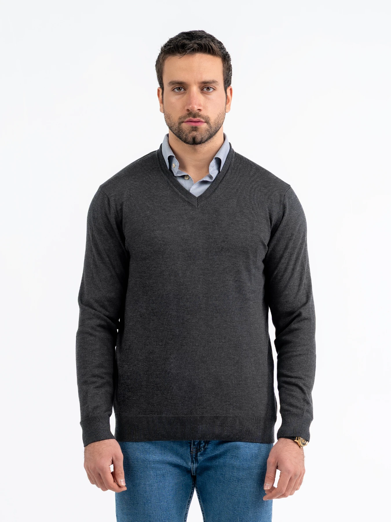 پلیور ساده زغالی یقه هفت 39