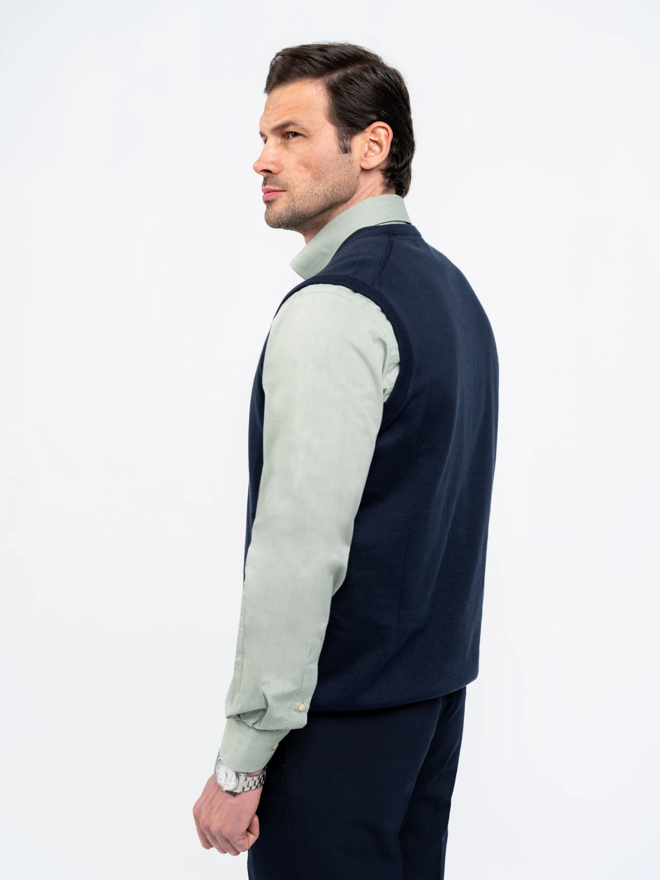 ژیله بافت ساده سرمه ایی تیره یقه هفت