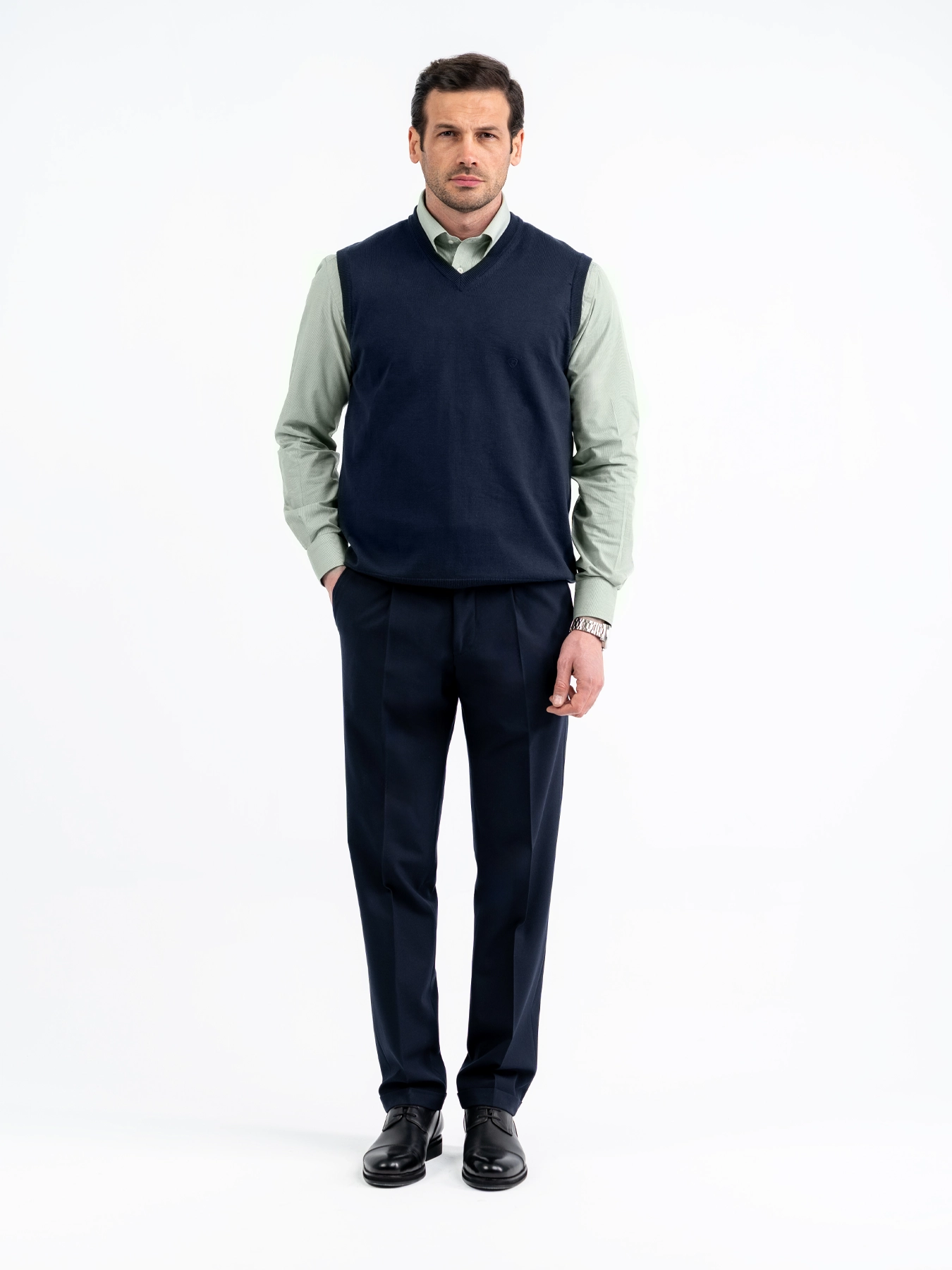 ژیله بافت ساده سرمه ایی تیره یقه هفت