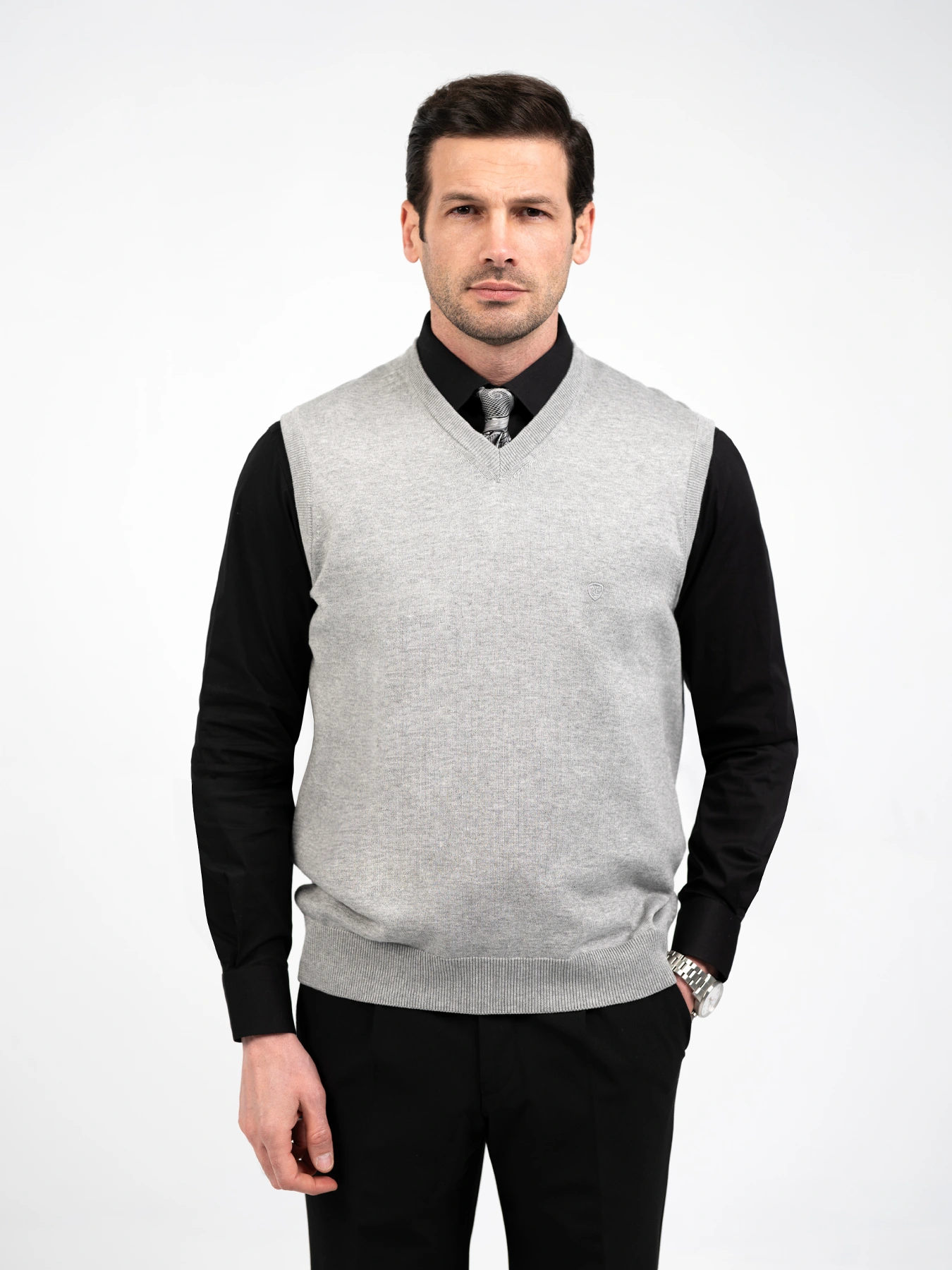 ژیله بافت ساده طوسی یقه هفت 63