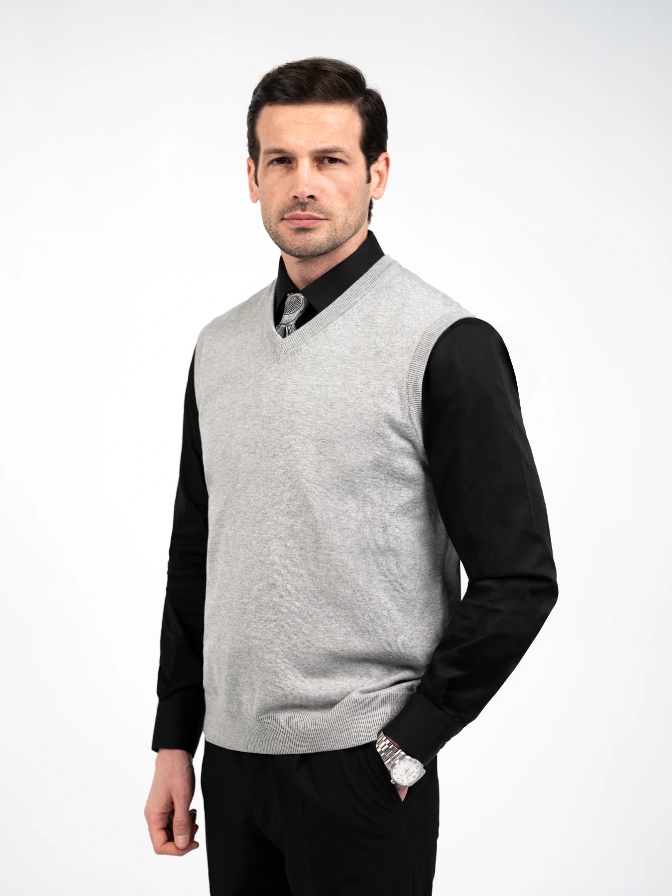 ژیله بافت ساده طوسی یقه هفت 63