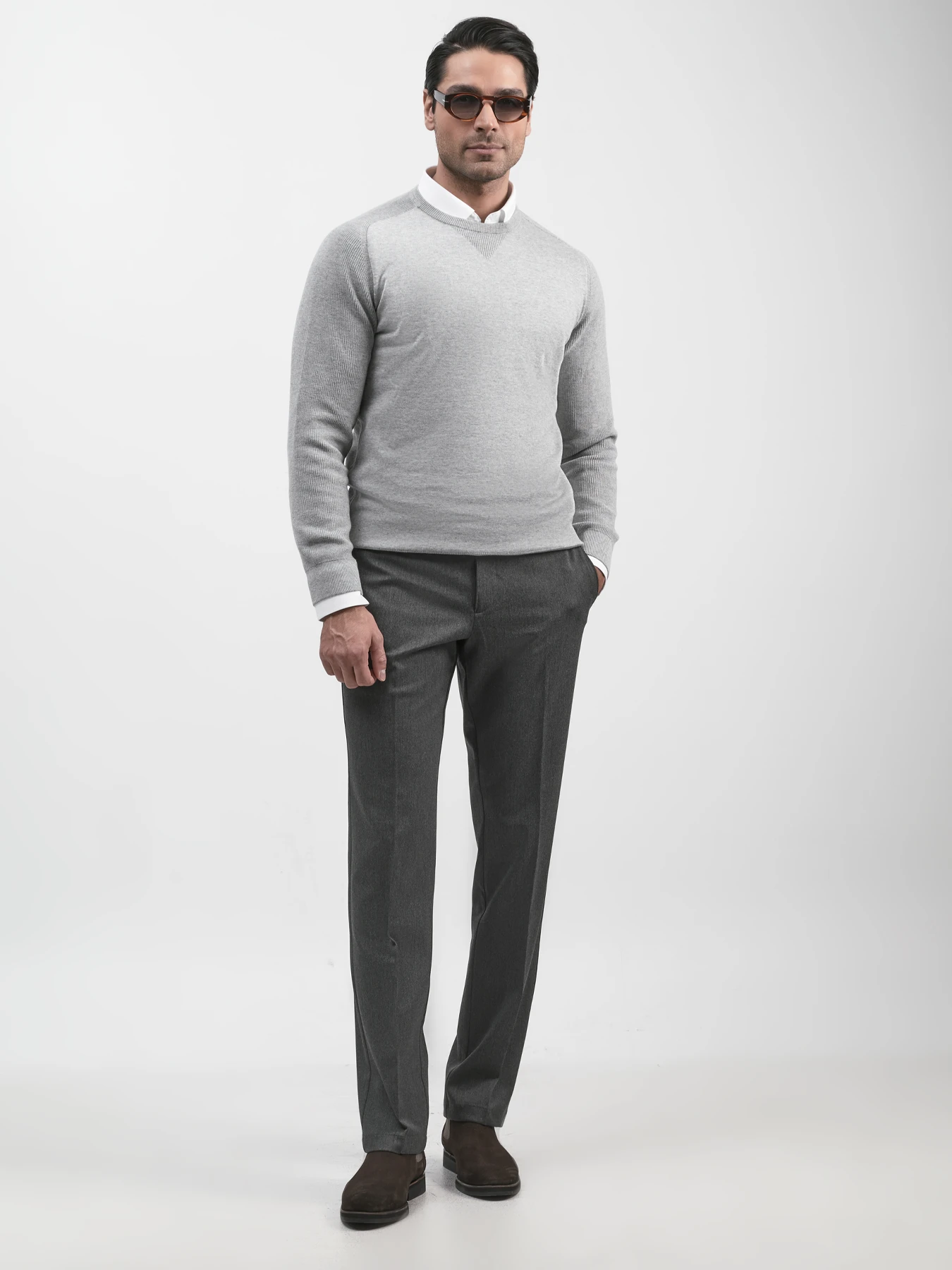 بافت یقه گرد طوسی 42