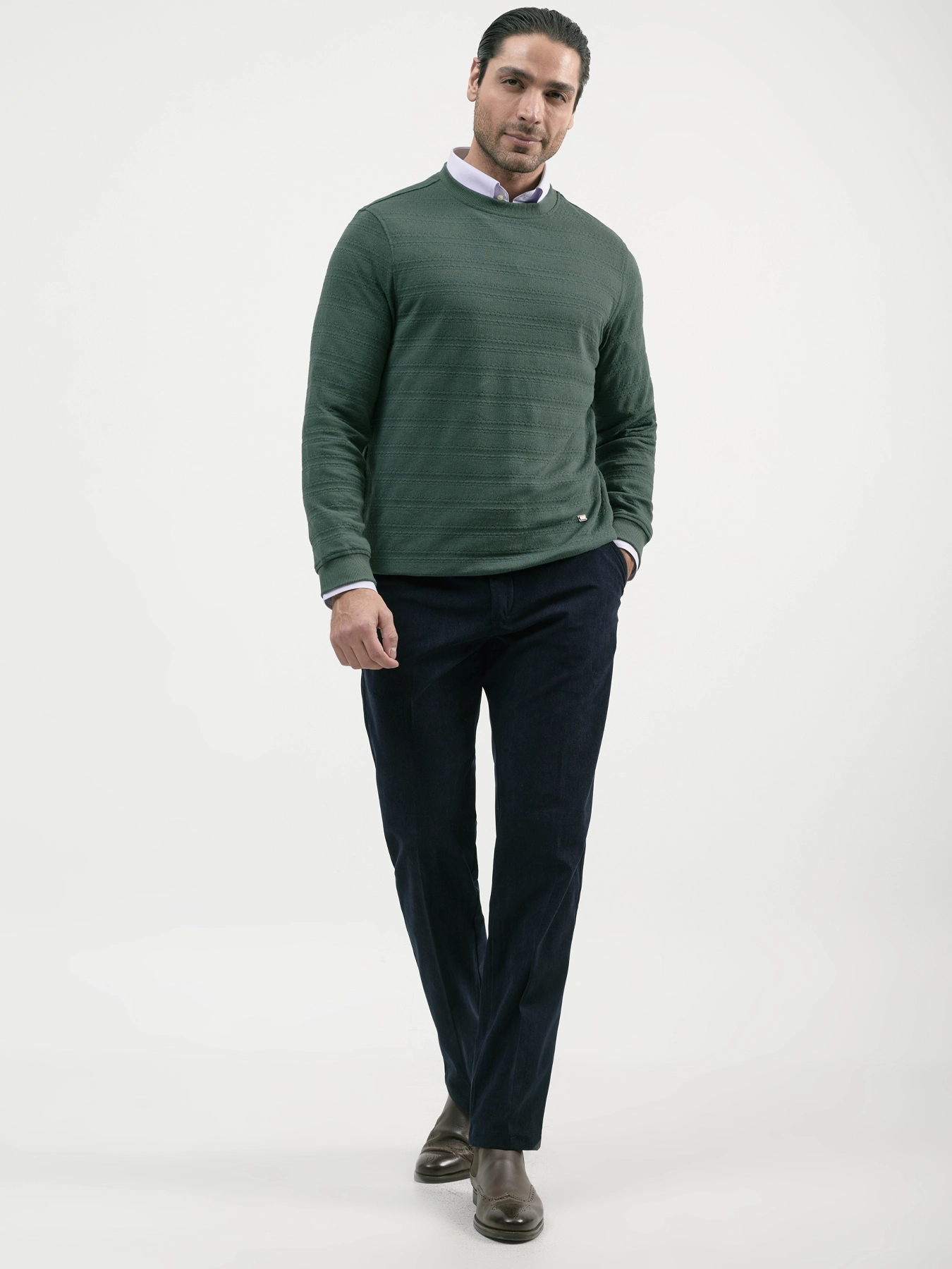 پلیور طرح دار سبز تیره 39