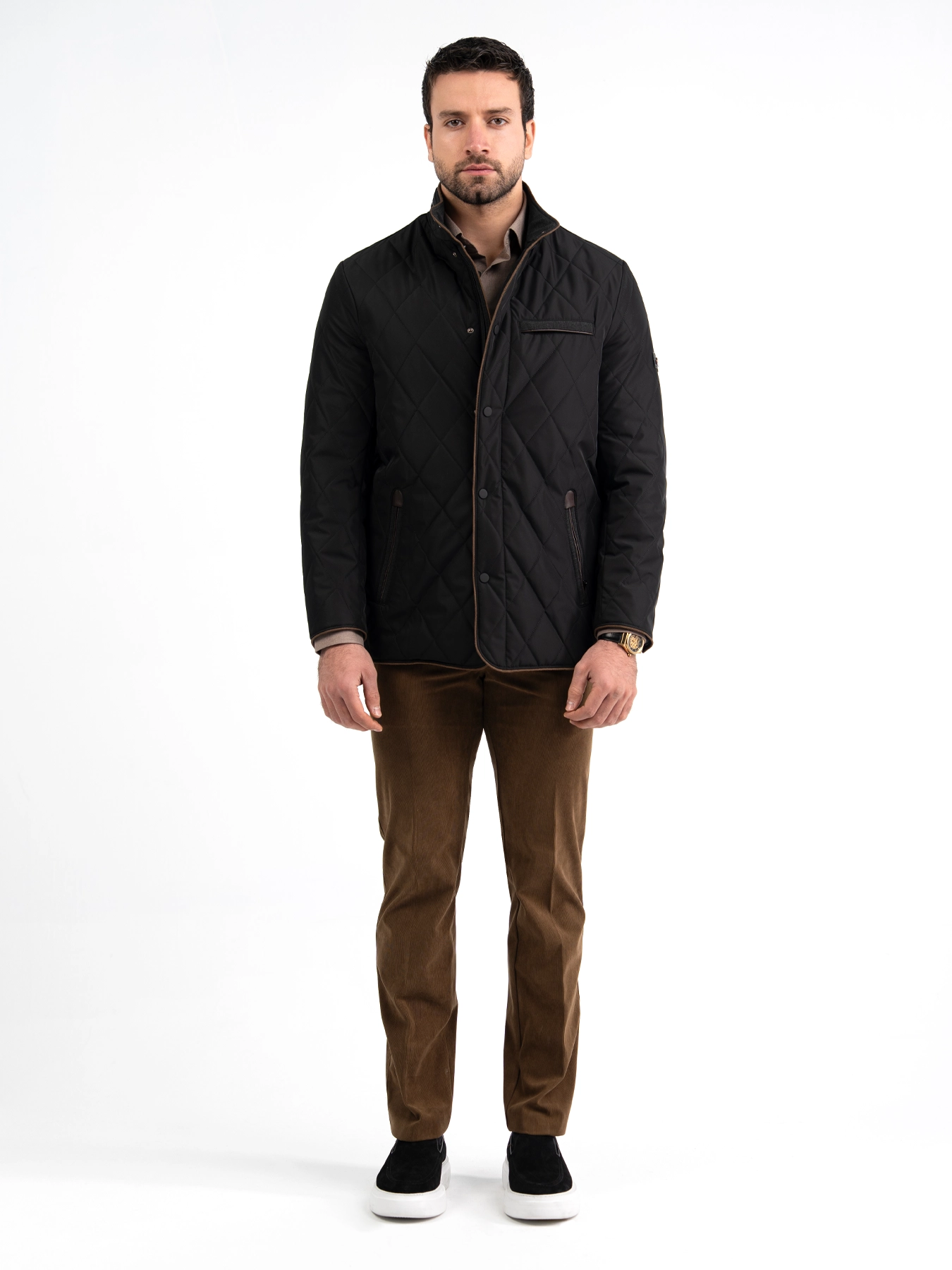 کاپشن یقه ایستاده مشکی ال سی من 81