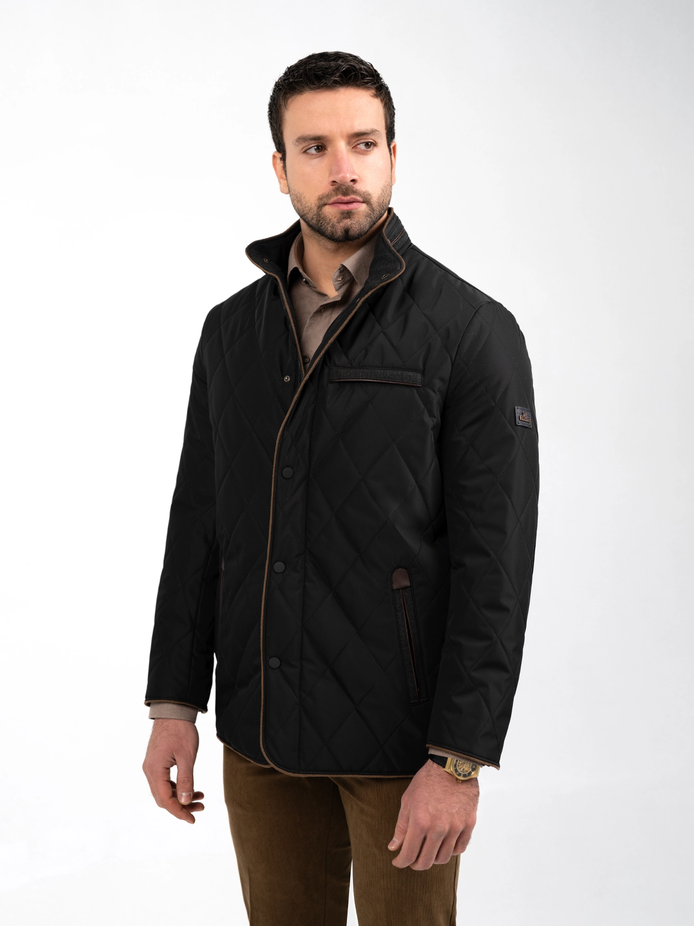 کاپشن یقه ایستاده مشکی ال سی من 81