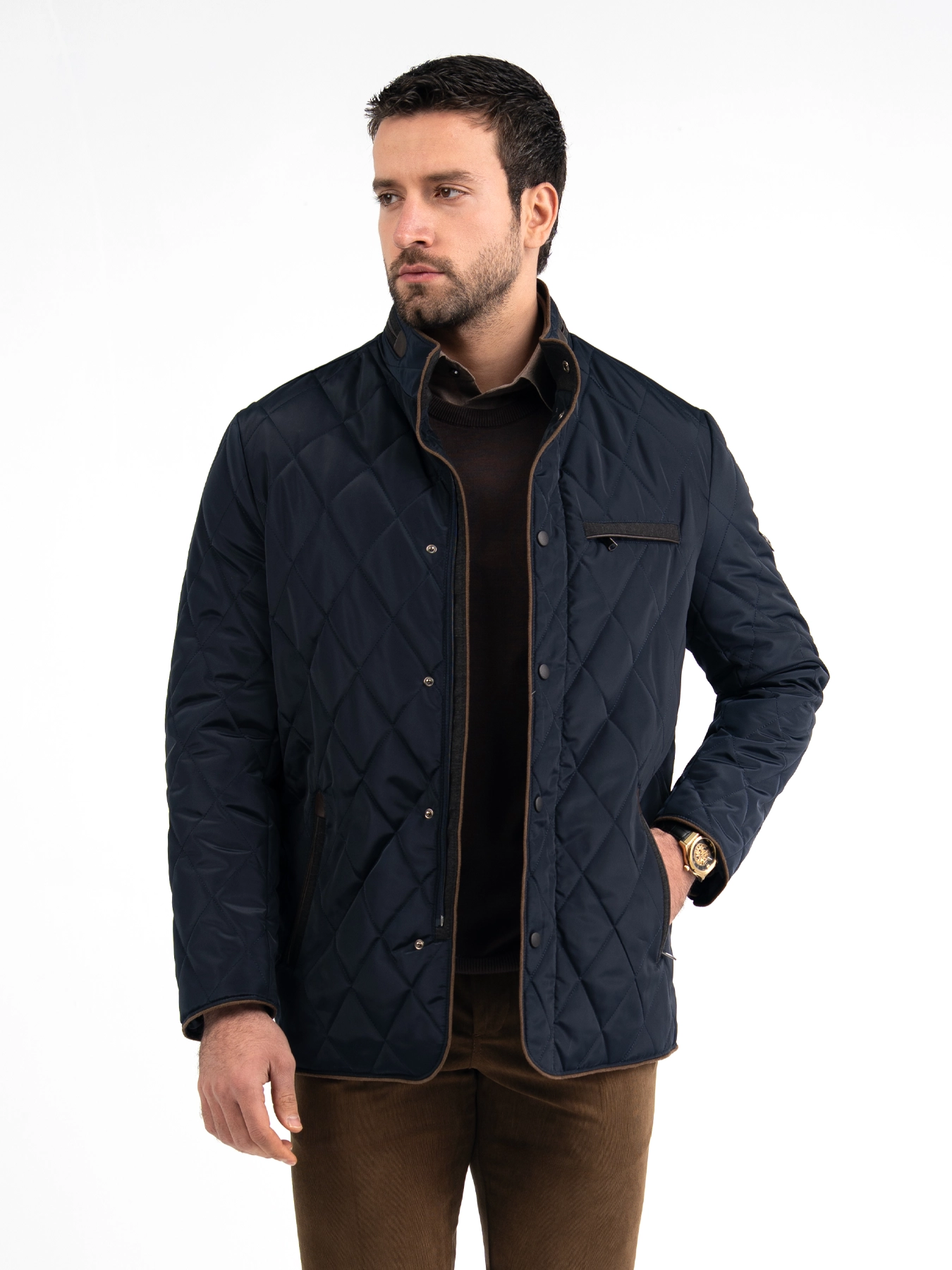 کاپشن یقه ایستاده سرمه ای ال سی من 89