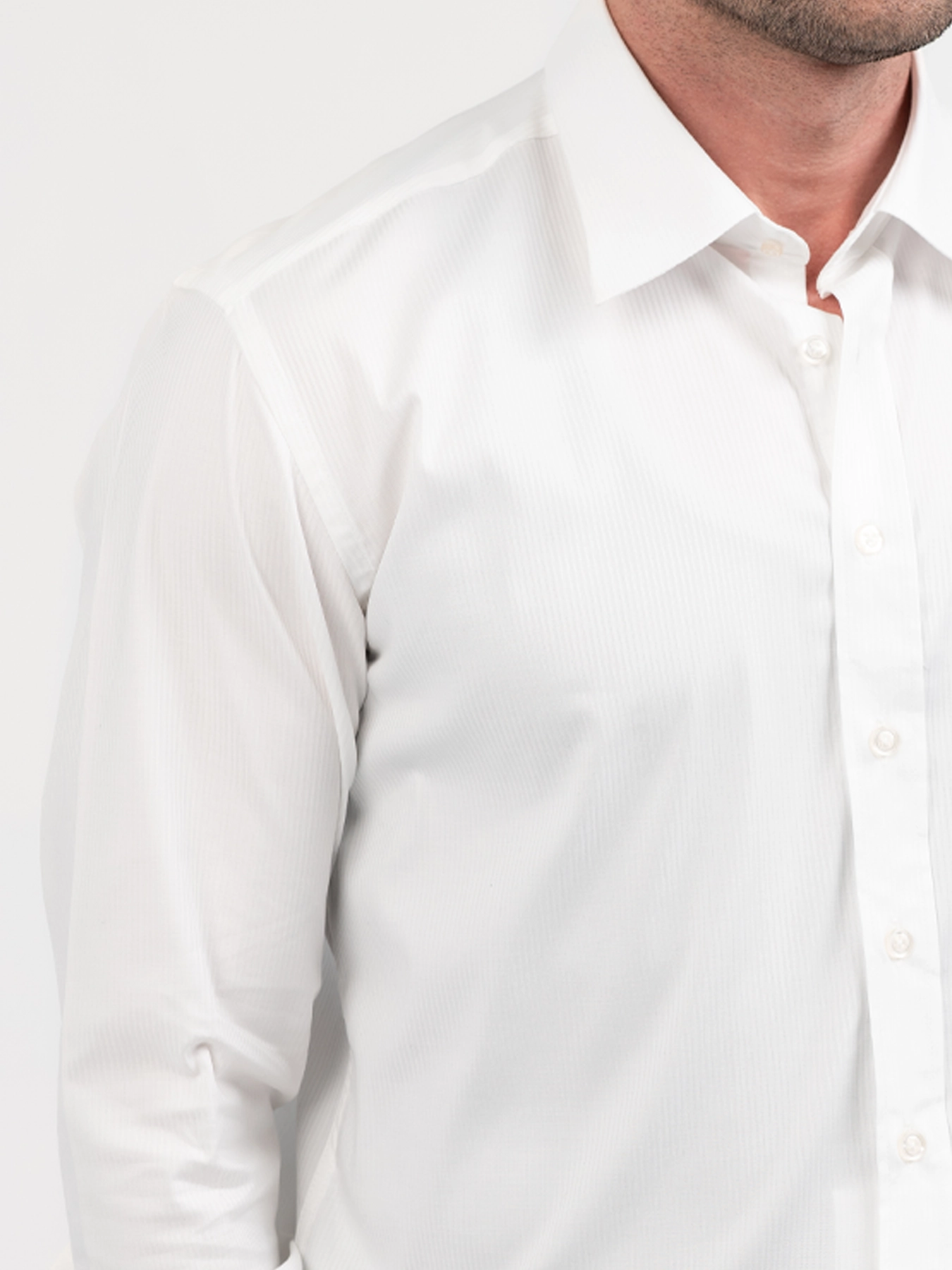 پیراهن آستین بلند سفید راه راه 51